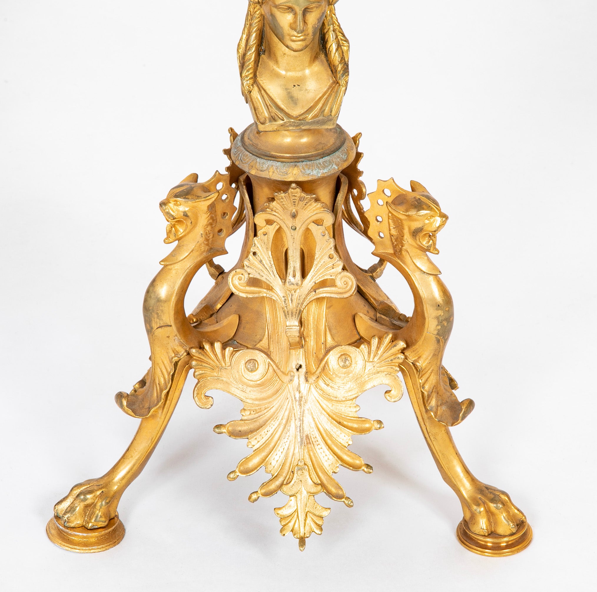 A Pair of Belle Epoque Gilt Bronze Five Arm Candelabrum