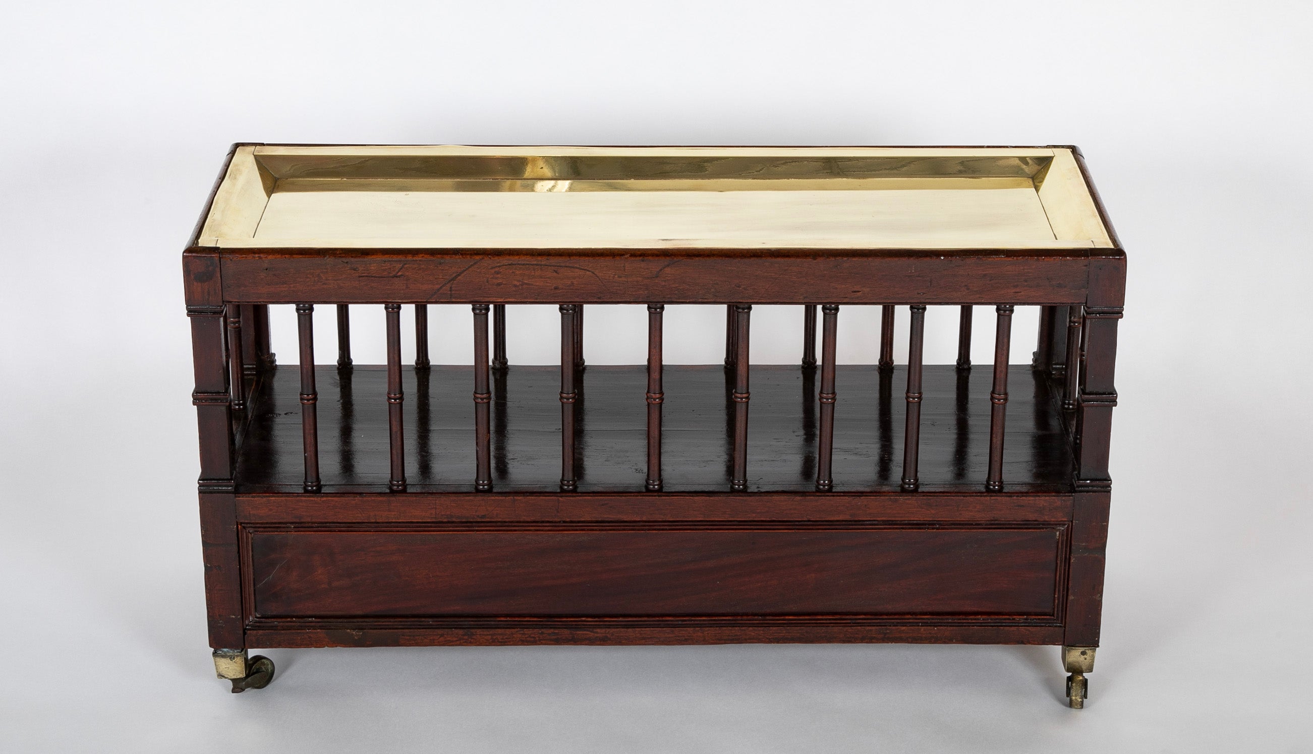 Unusual Regency Spindle Form Canterbury with Brass Tray Top