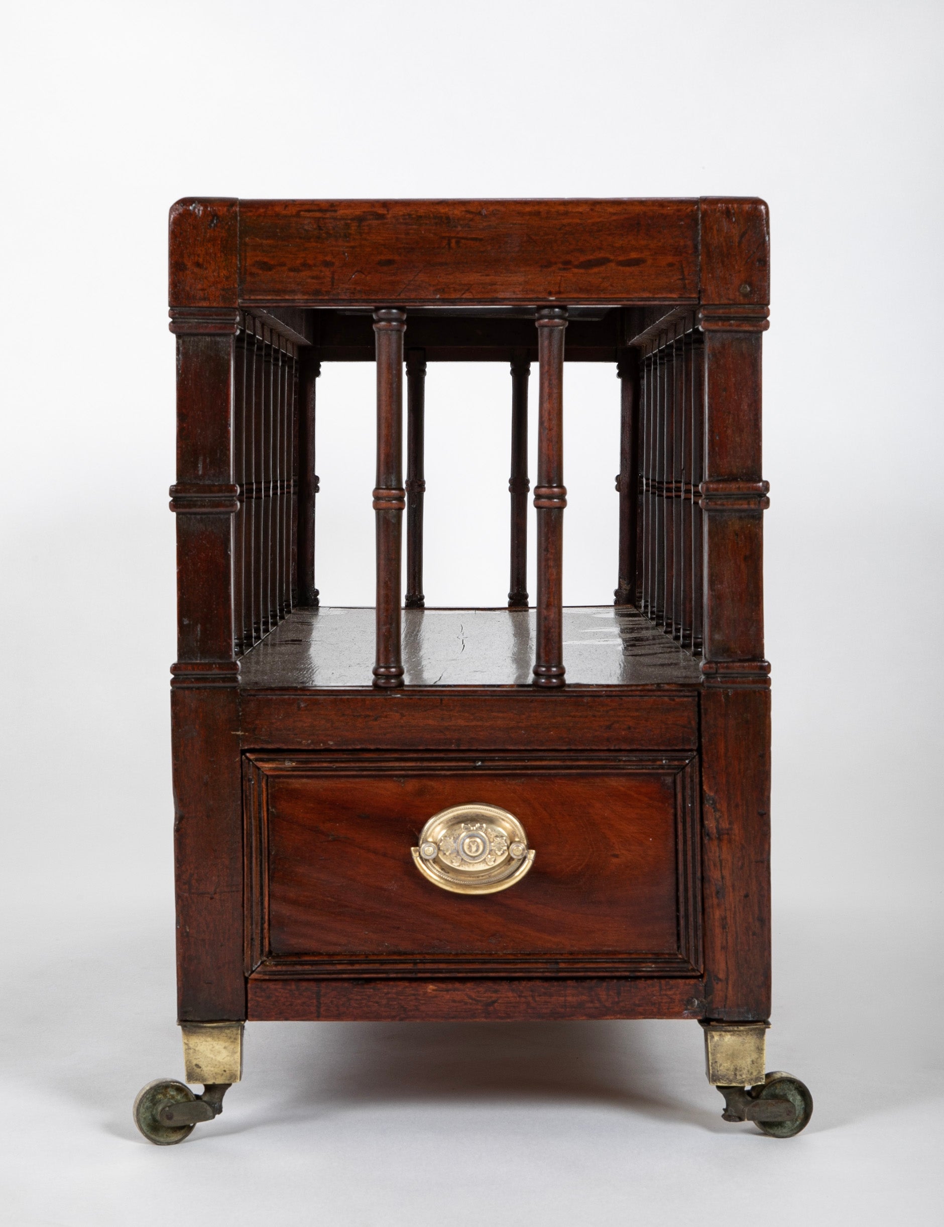 Unusual Regency Spindle Form Canterbury with Brass Tray Top