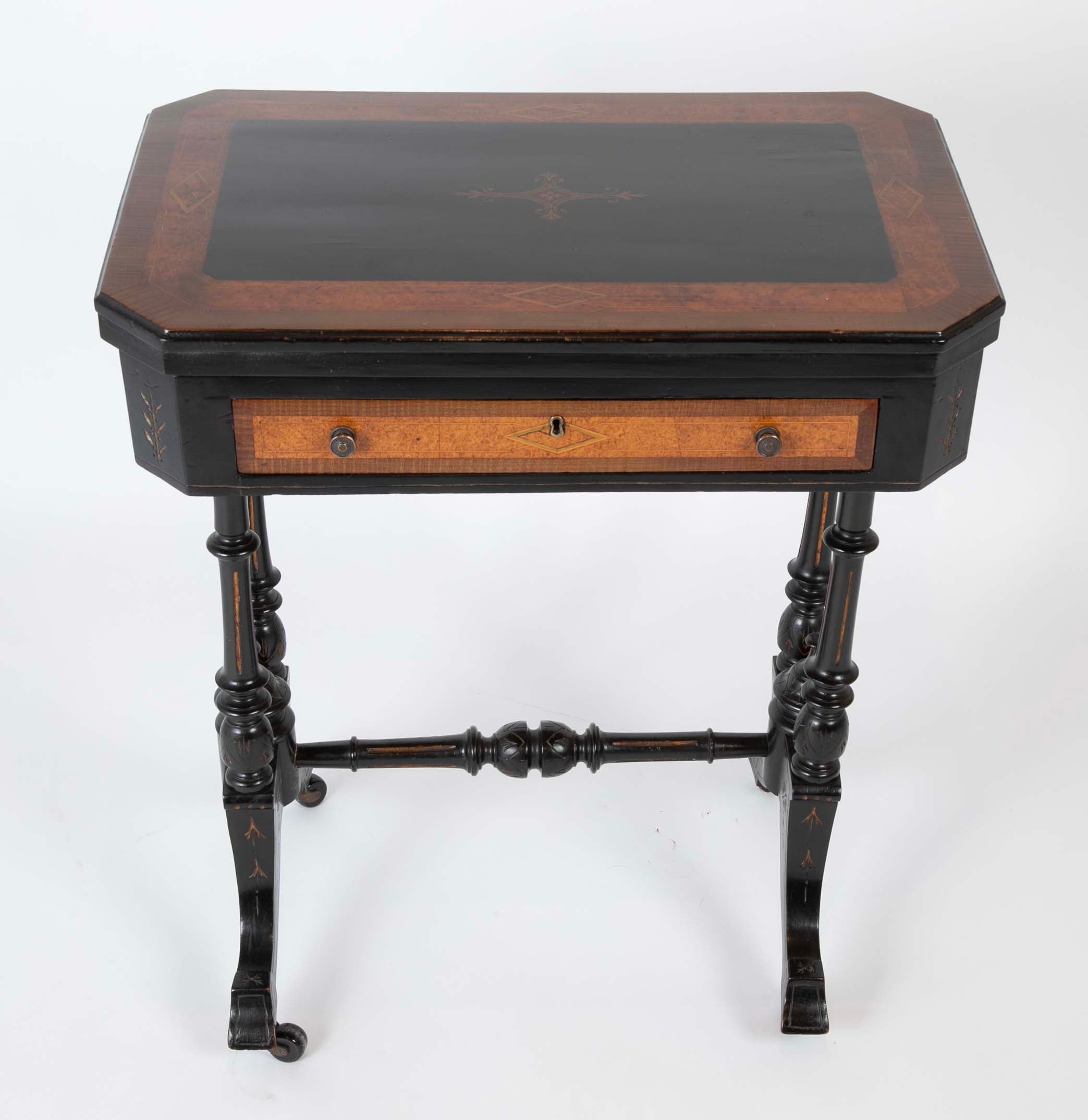 Eastlake Ebonized, Crossbanded and Incised Game Table