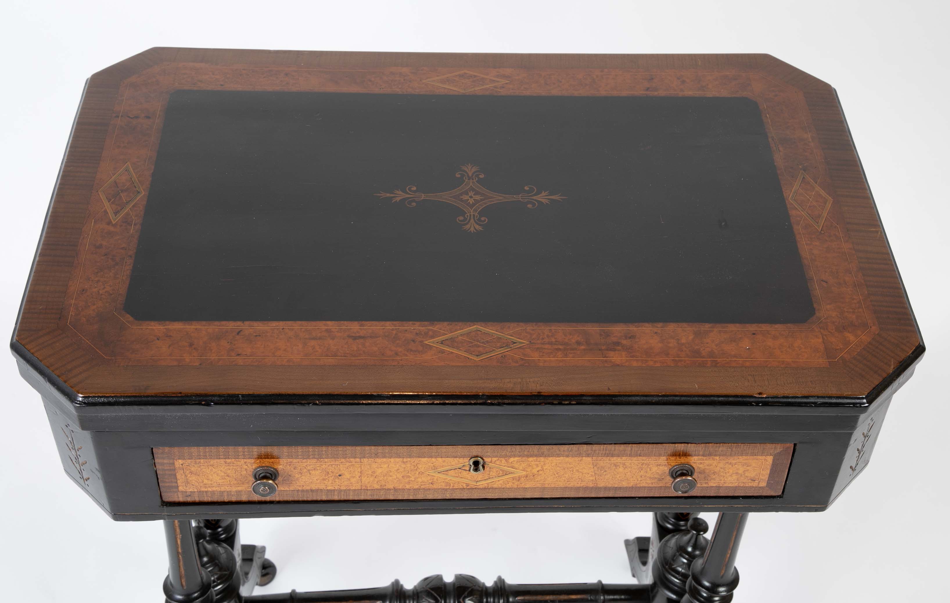 Eastlake Ebonized, Crossbanded and Incised Game Table