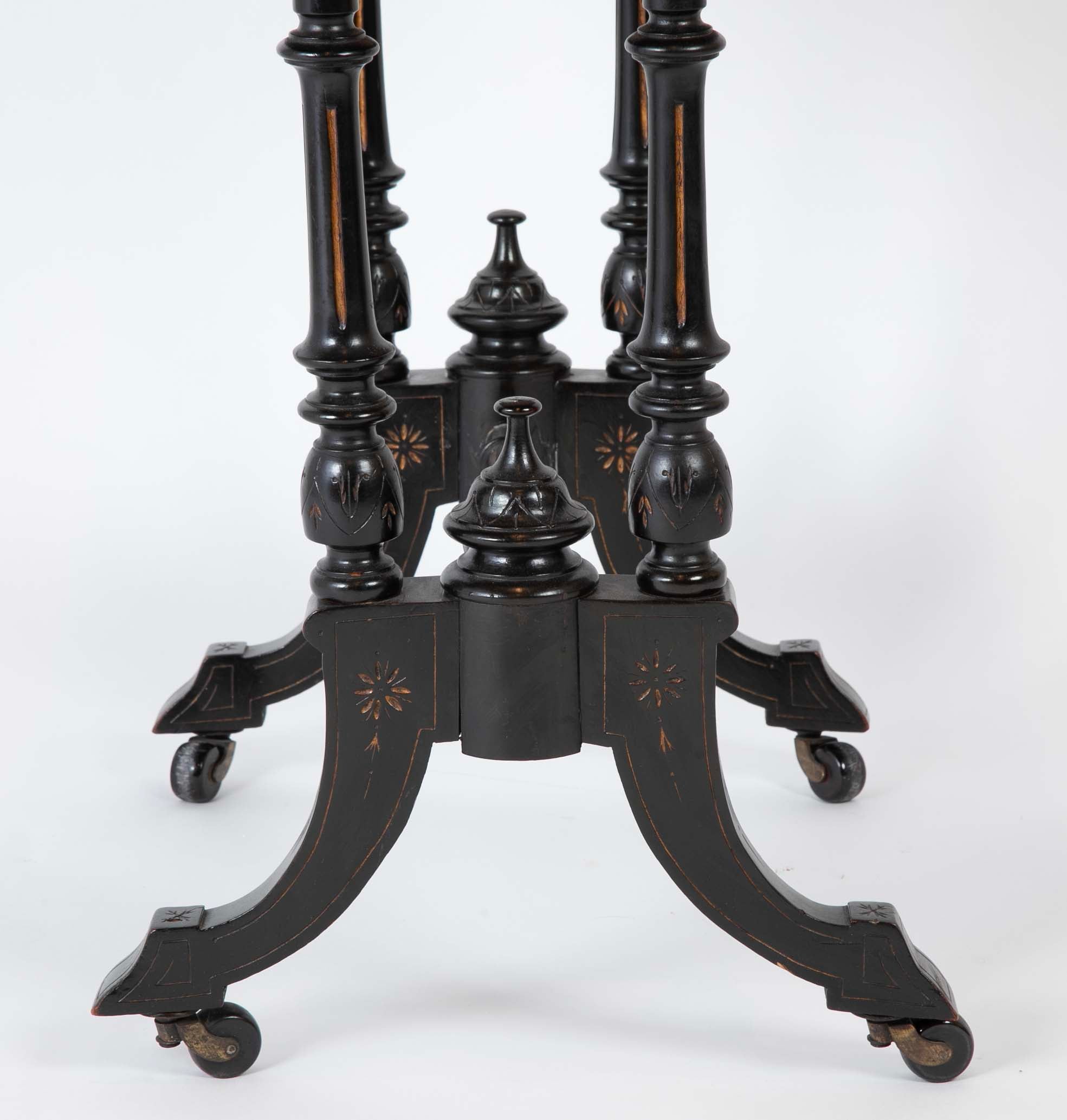 Eastlake Ebonized, Crossbanded and Incised Game Table