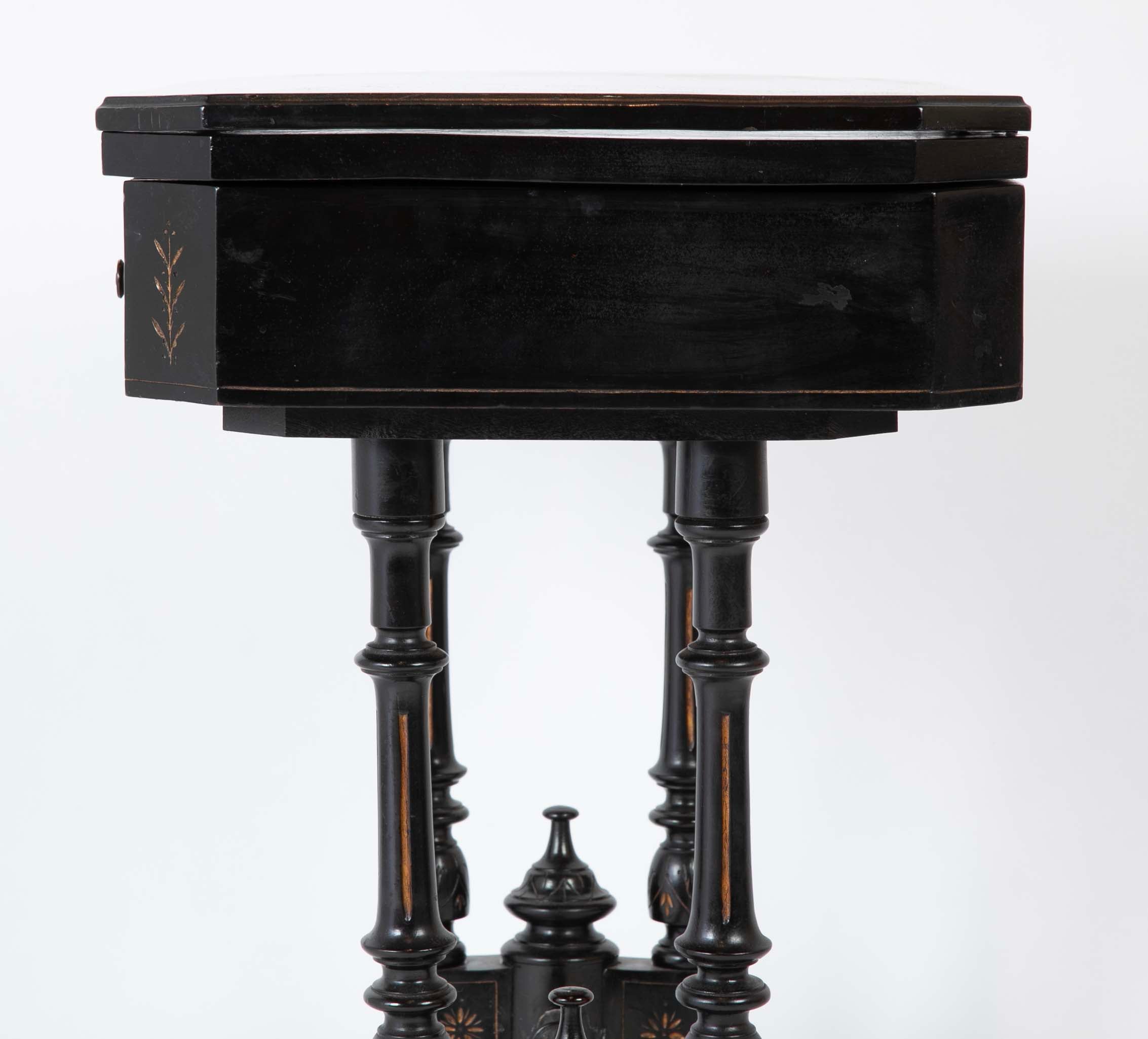 Eastlake Ebonized, Crossbanded and Incised Game Table