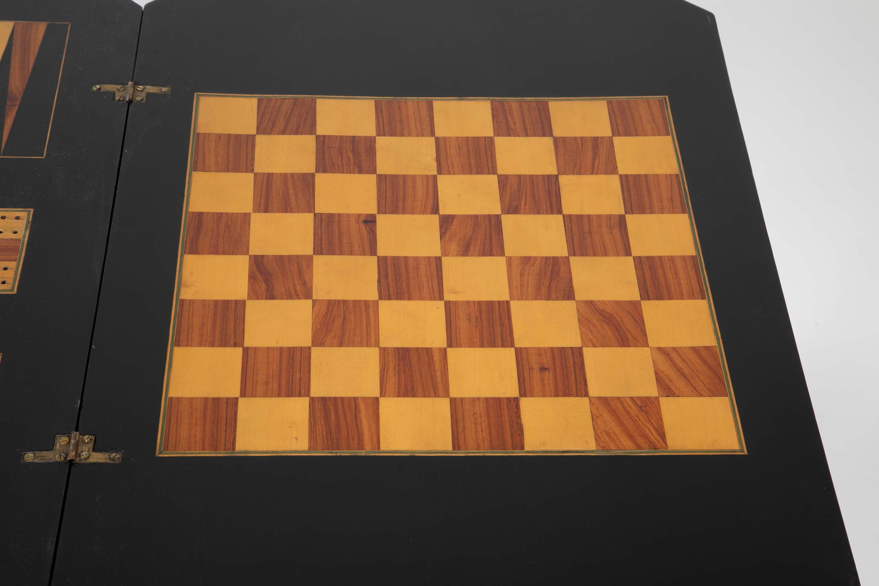 Eastlake Ebonized, Crossbanded and Incised Game Table