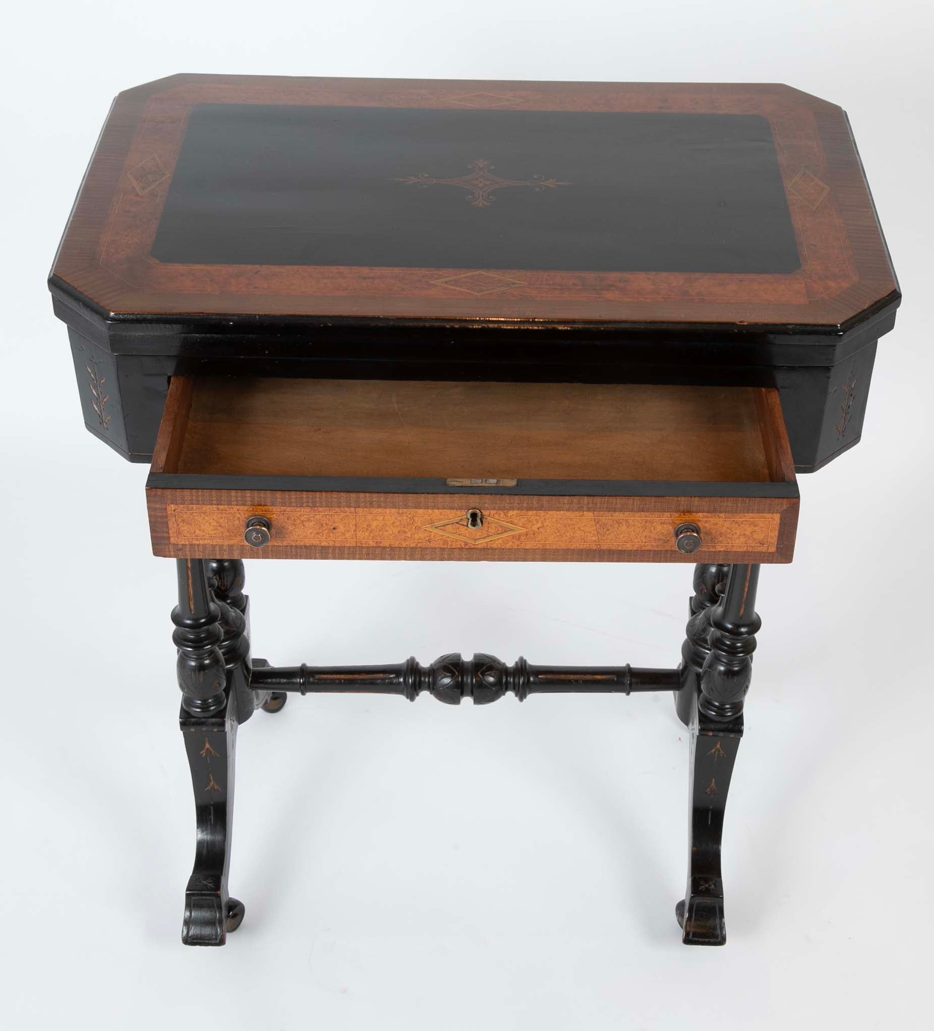 Eastlake Ebonized, Crossbanded and Incised Game Table