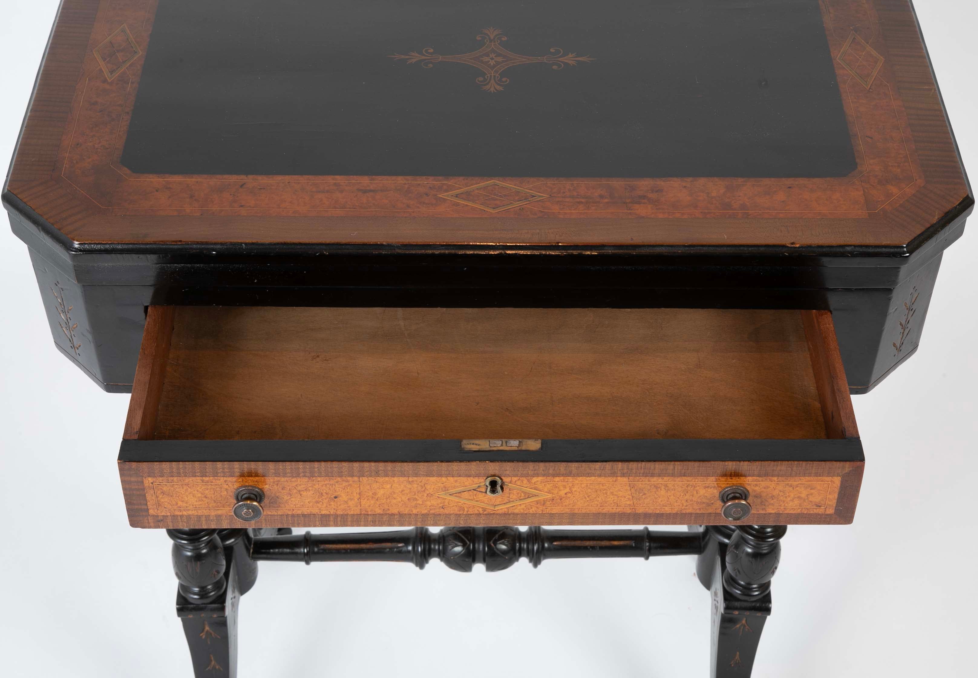 Eastlake Ebonized, Crossbanded and Incised Game Table
