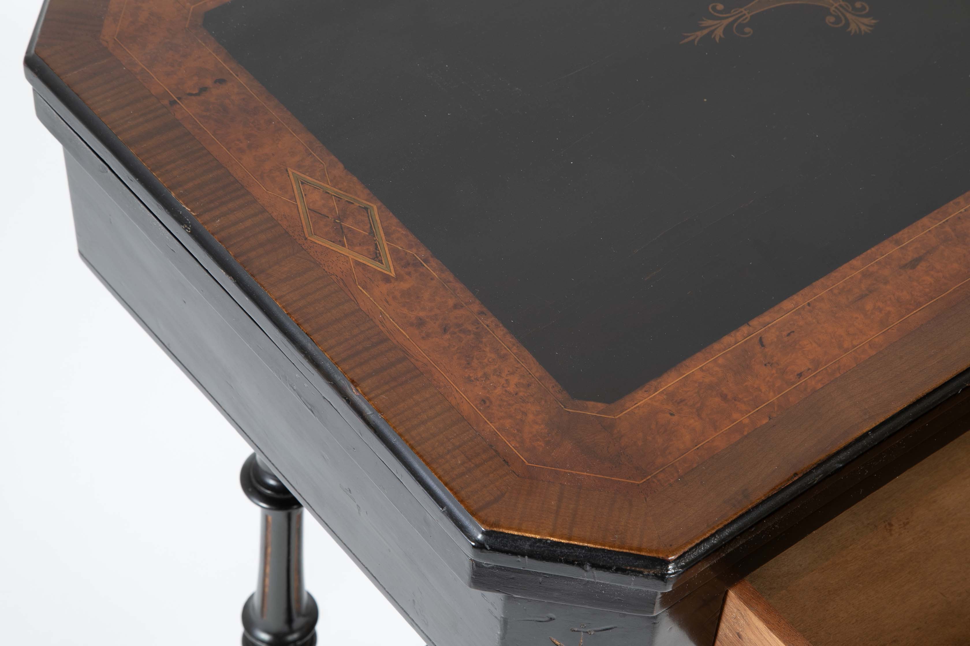 Eastlake Ebonized, Crossbanded and Incised Game Table