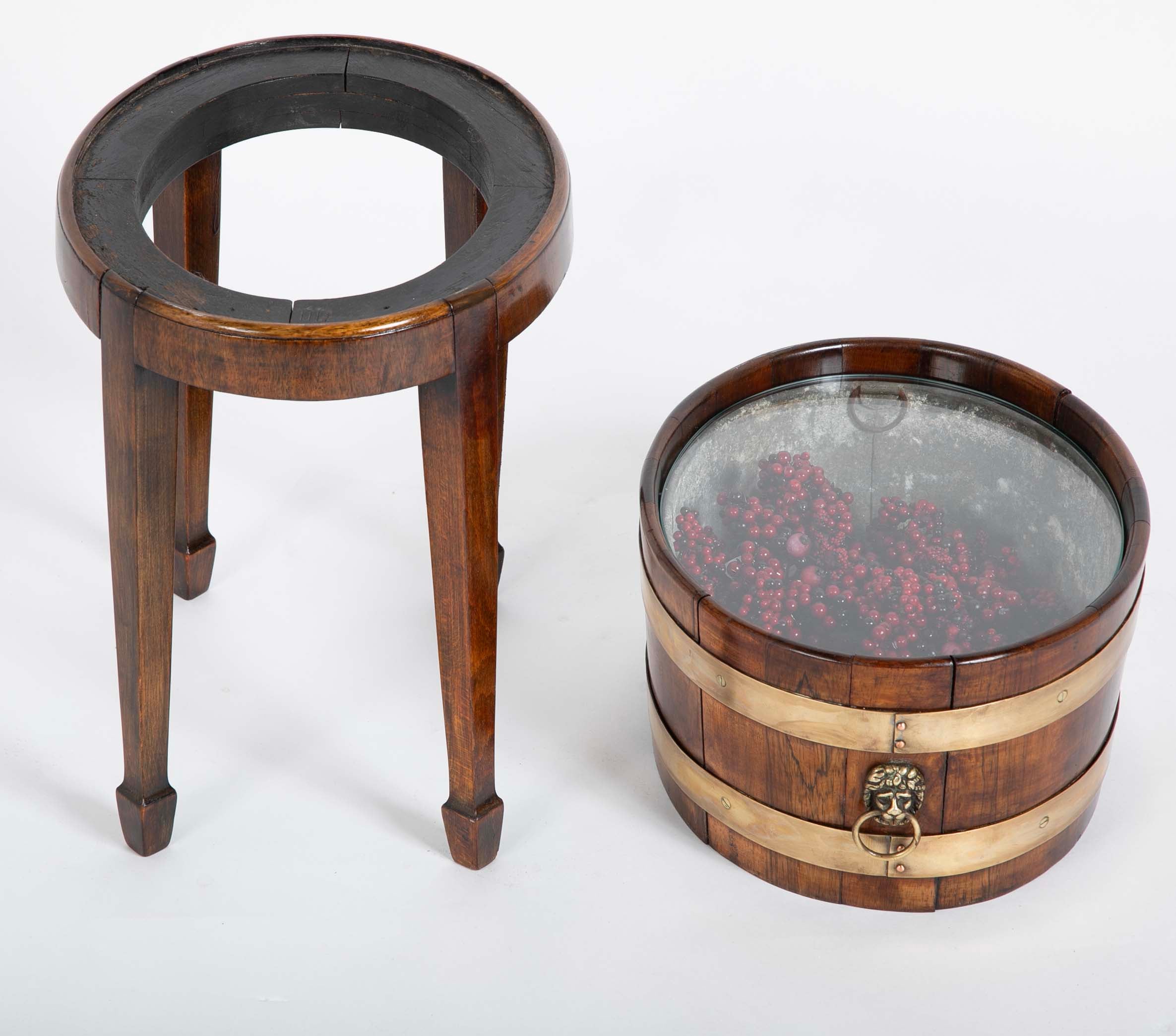 Pair of Early 19th Century Brass Bound Cellaretes with Matching Stands