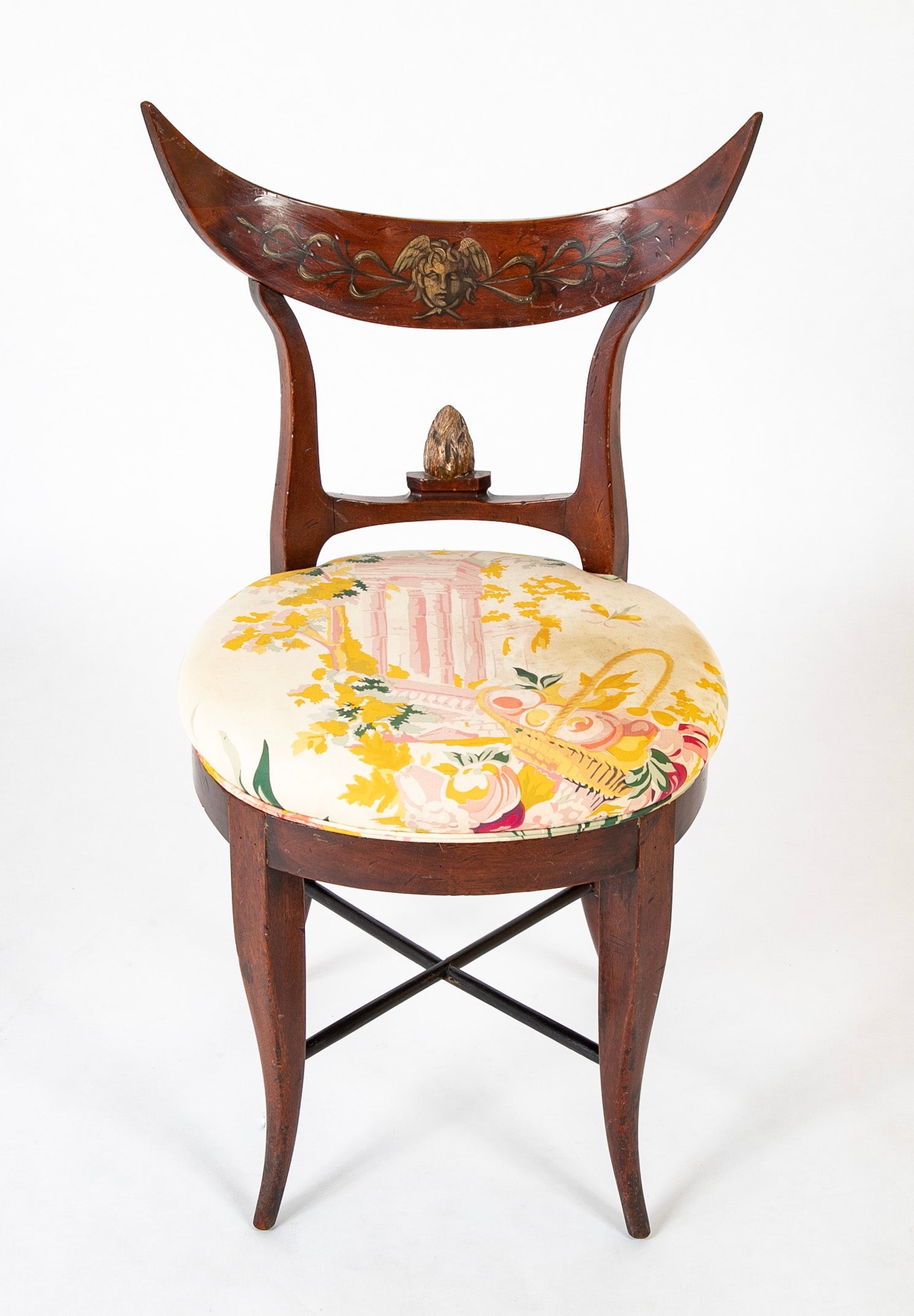 A Pair of Directoire Classical Crescent Splat Round Side Chairs