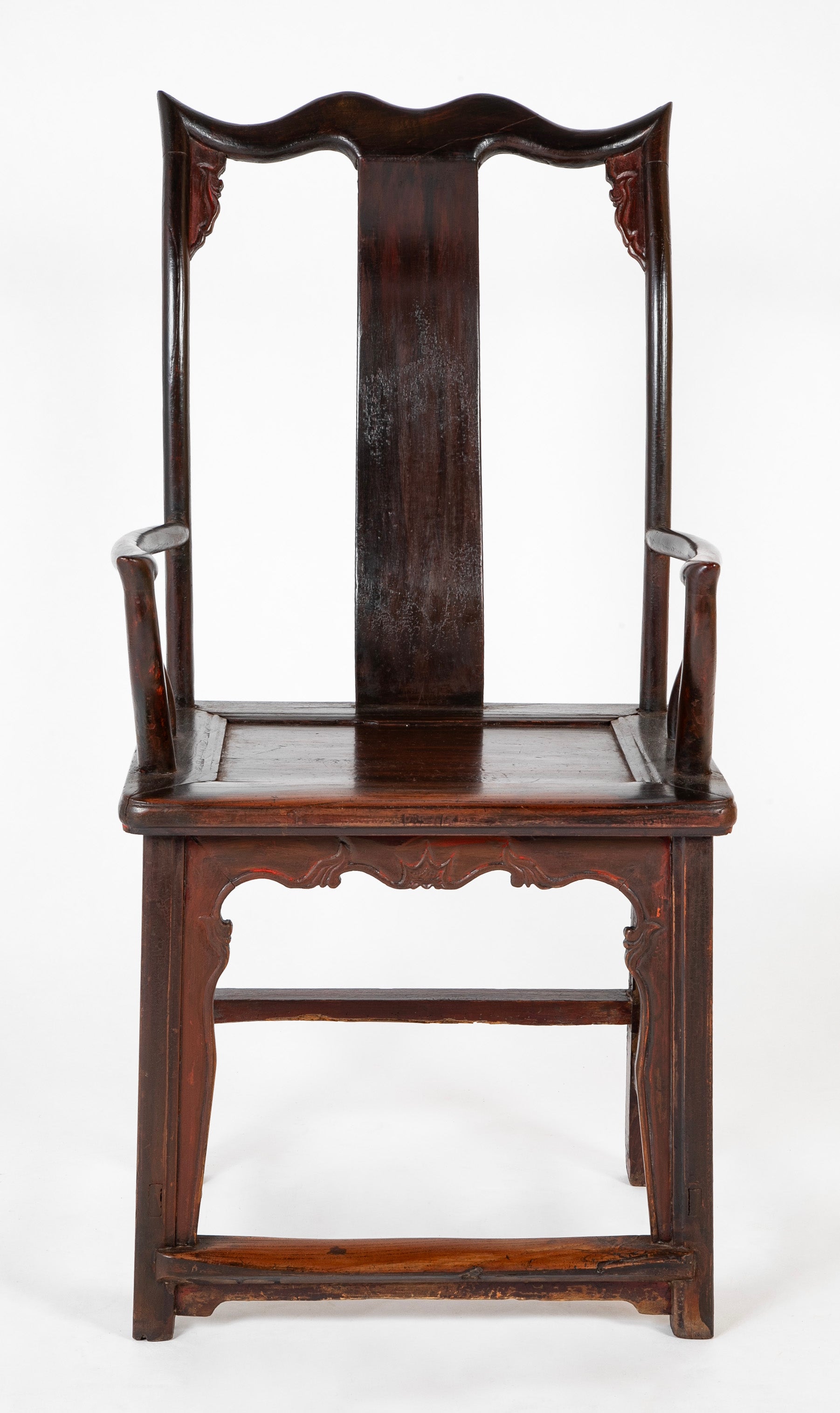 A Pair of Chinese "Hat" Arm Hardwood Chairs