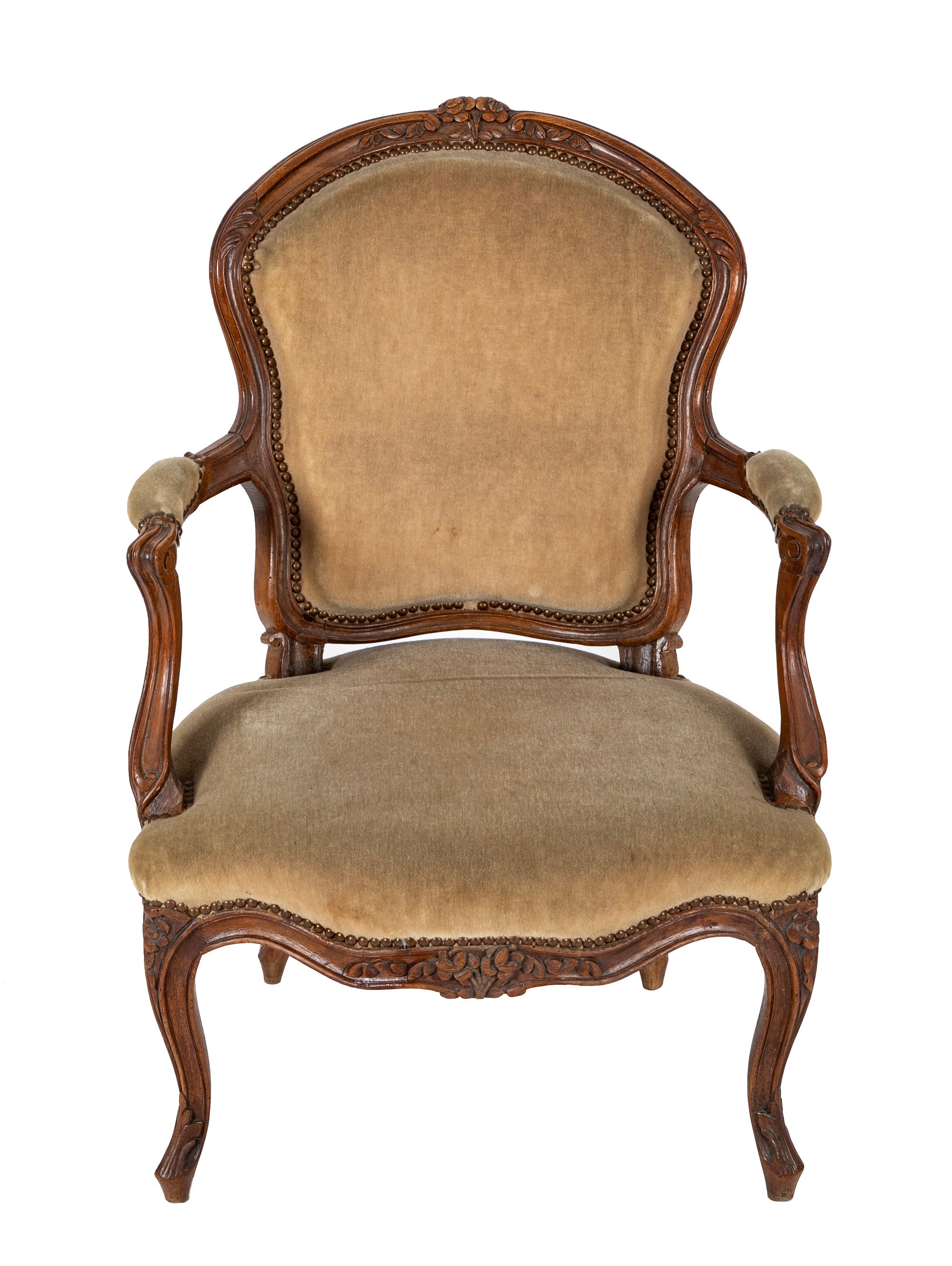 Pair of Late 18th Century Louis XV Carved Walnut Fauteuils