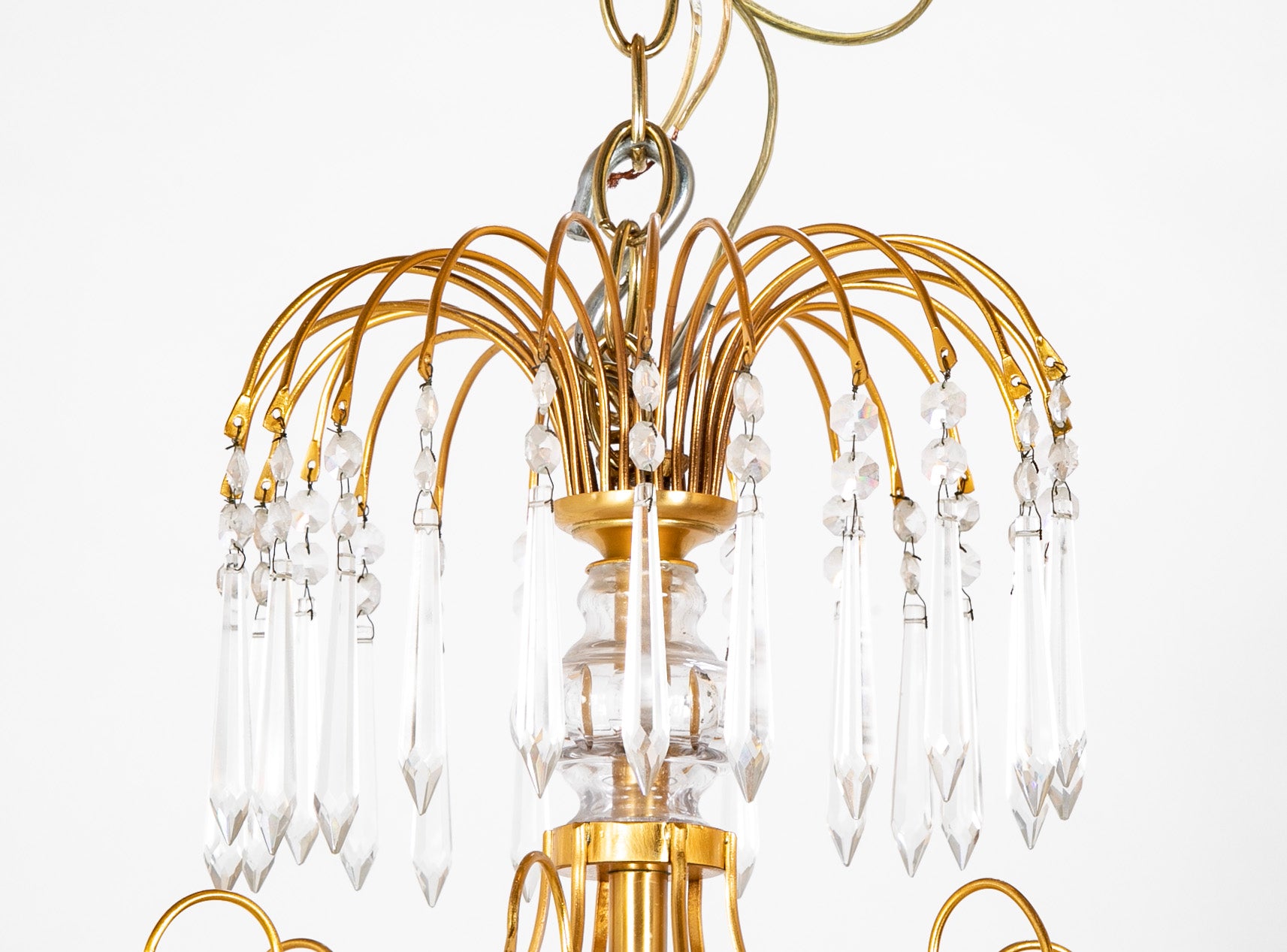 Swedish Neoclassic Gilt Bronze & Crystal 8 Arm Chandelier