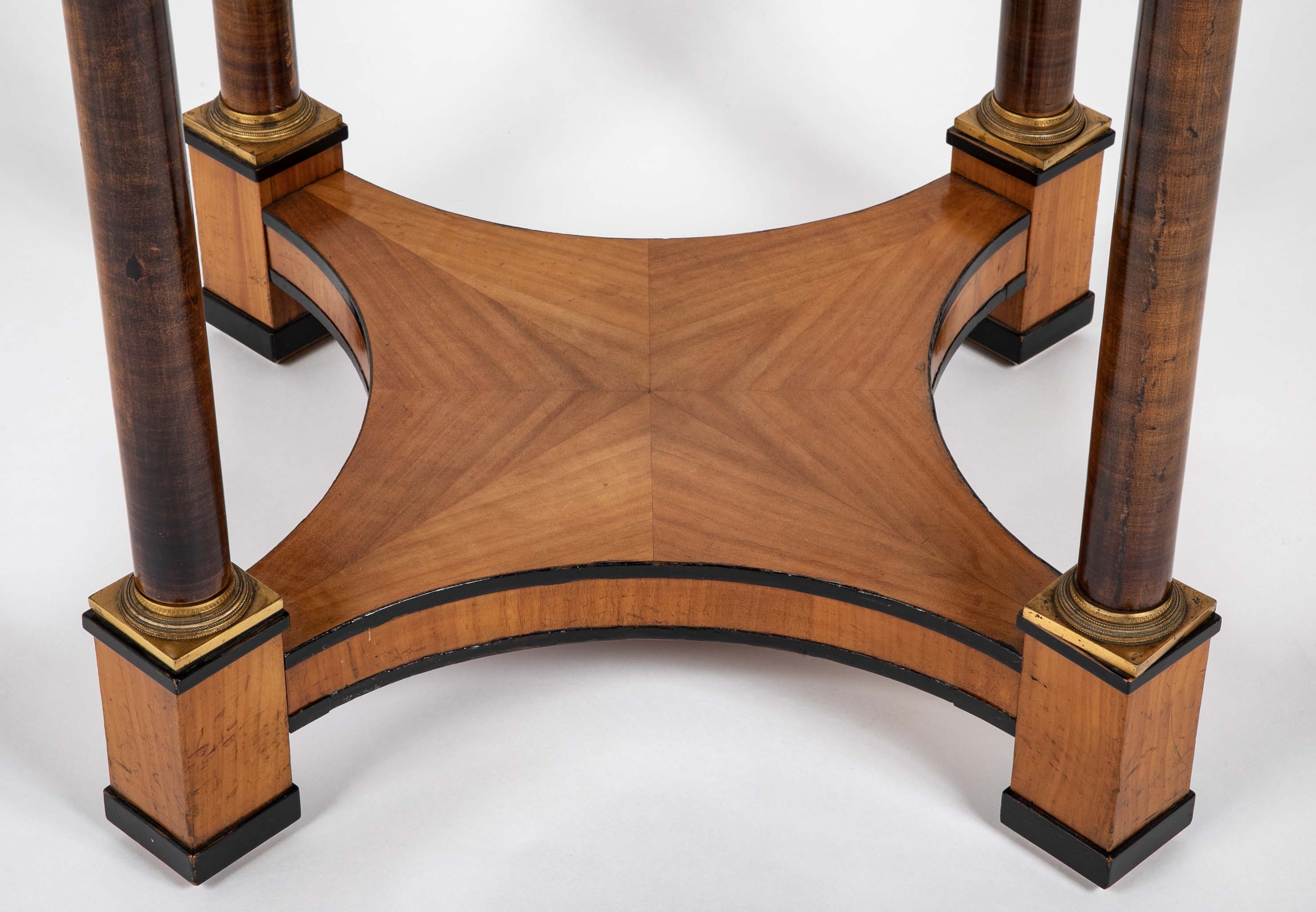 Charles X Satinwood Round Four Column Center Table