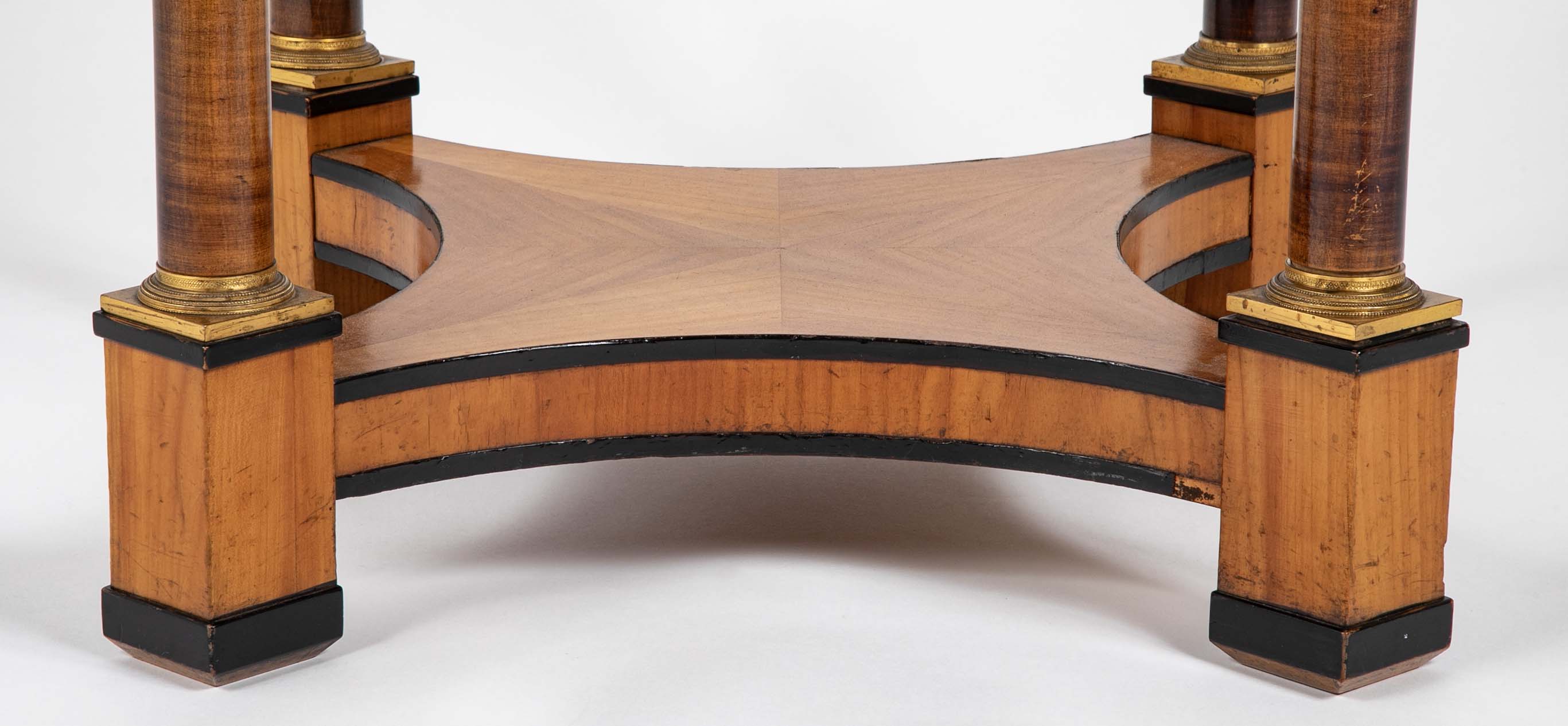 Charles X Satinwood Round Four Column Center Table