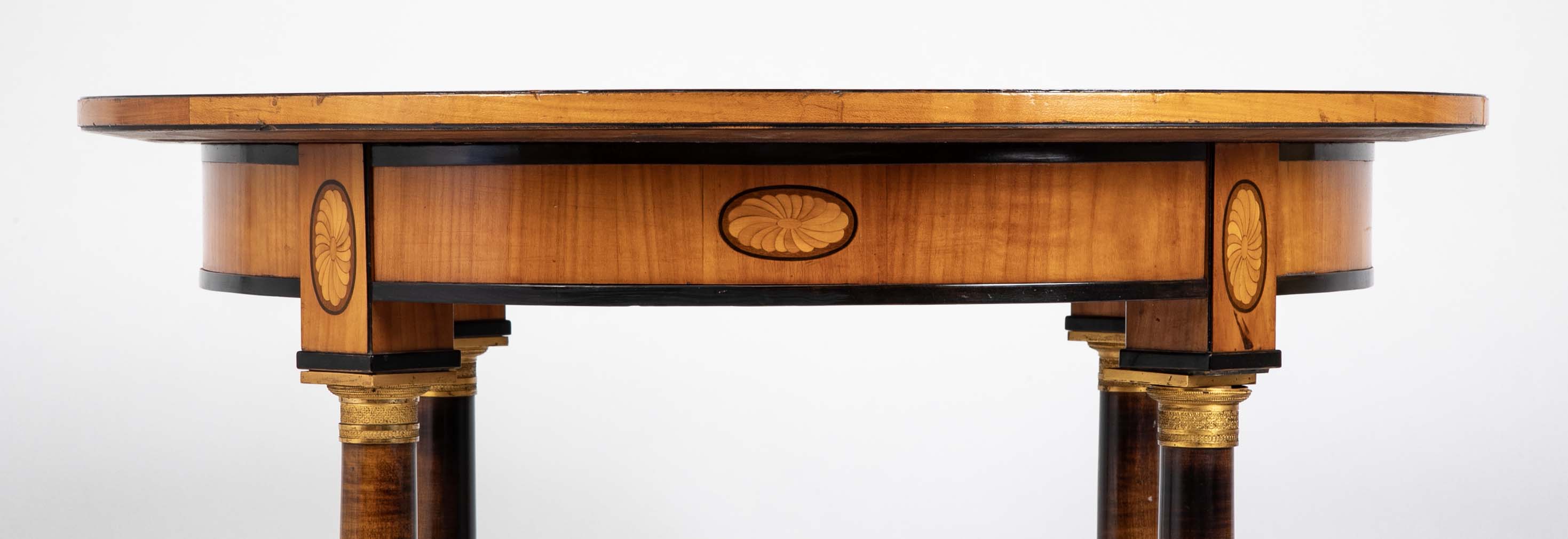 Charles X Satinwood Round Four Column Center Table
