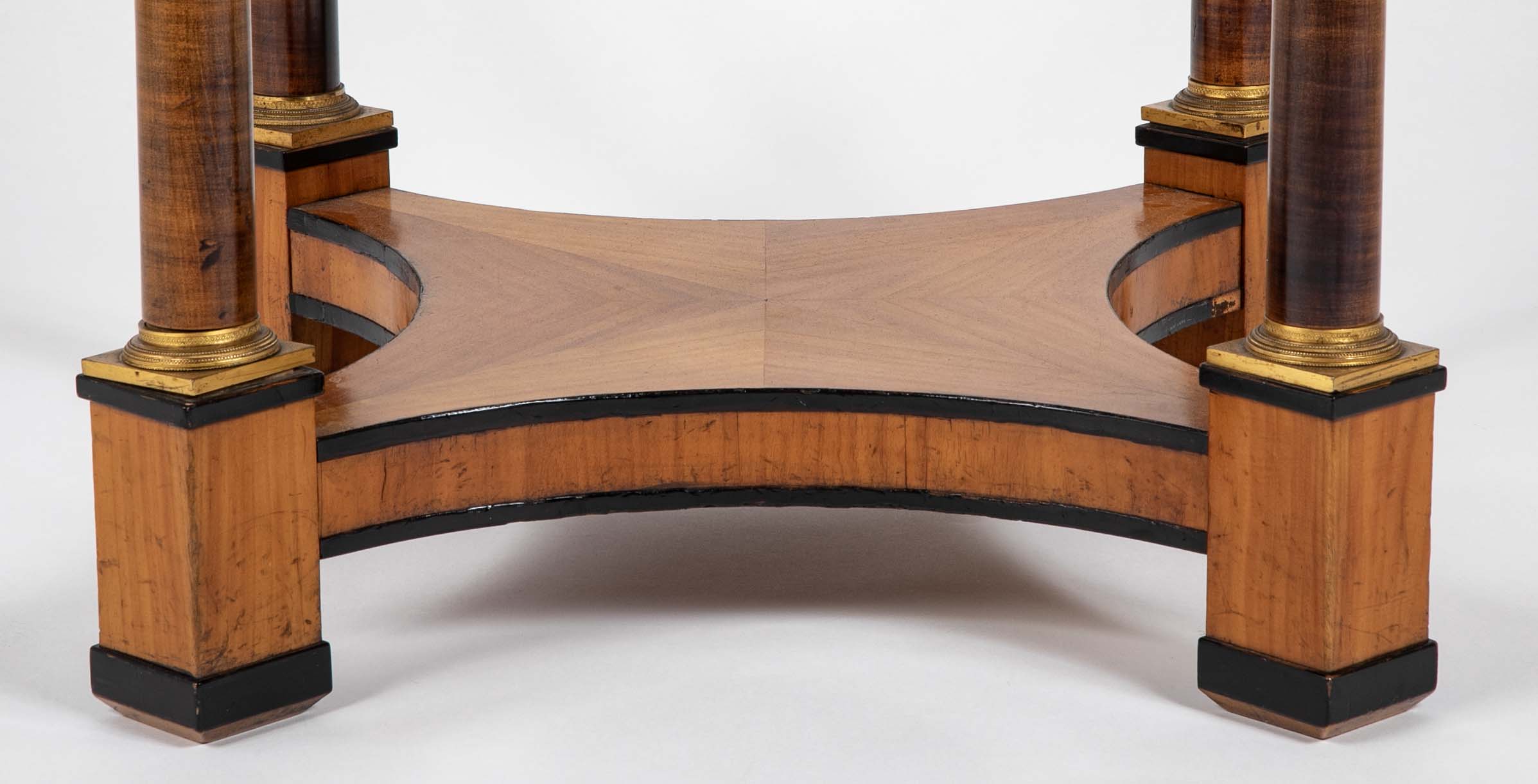 Charles X Satinwood Round Four Column Center Table