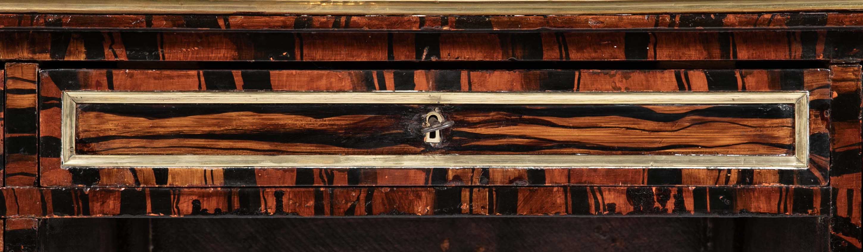 Louis XVI Style Neoclassic Form Leather Top Faux Calamander Desk