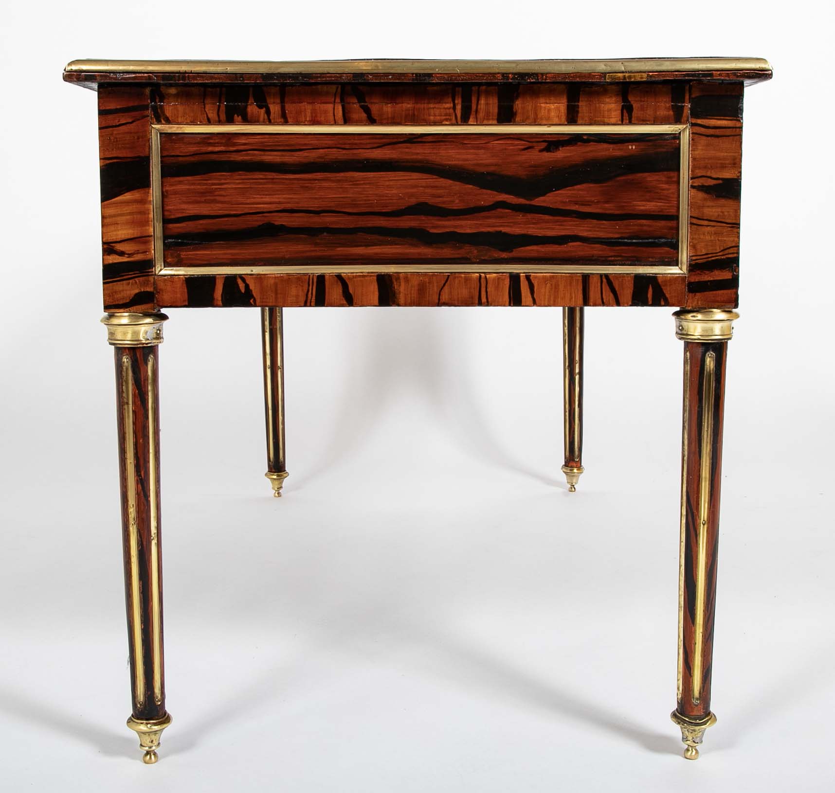 Louis XVI Style Neoclassic Form Leather Top Faux Calamander Desk