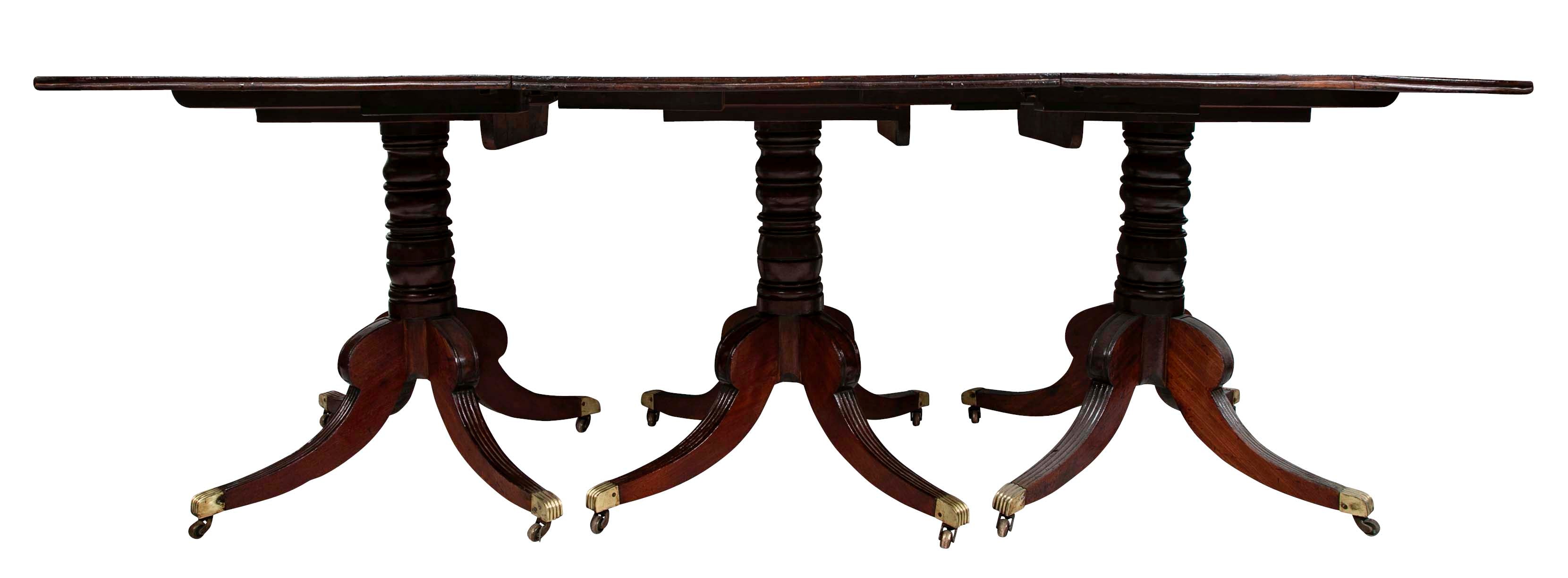 Regency Triple Pedestal Mahogany Tilting Dining Table