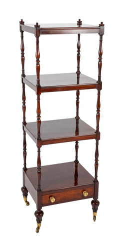 A Regency Four Tier Etagere with Rare Lotus Carved Legs