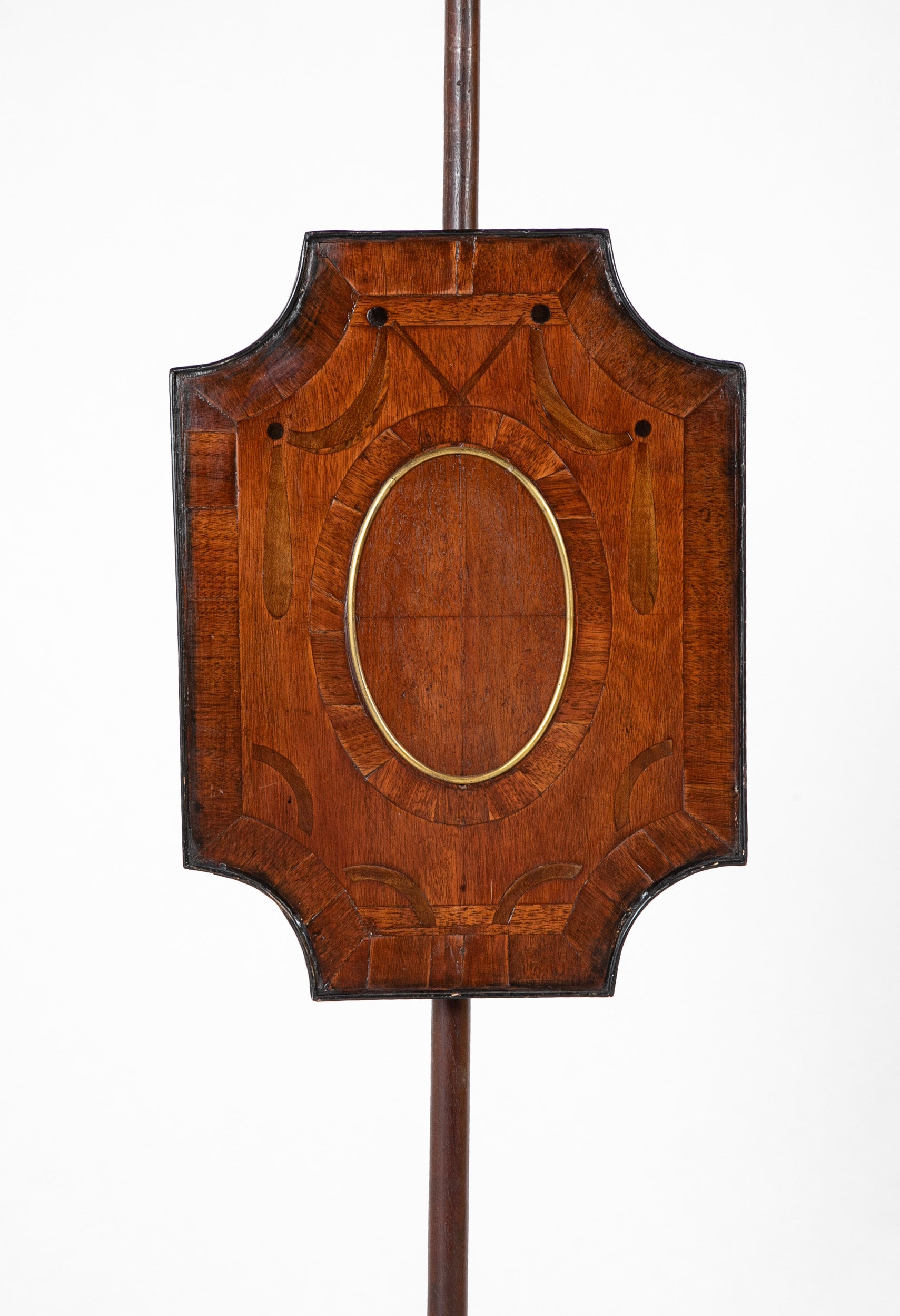 Rare American Federal Fire or Pole Screen with Inlaid Drapery