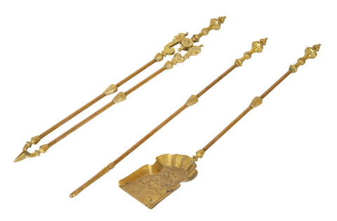 Set of Three Brass Fire Tools with Mythical Creature Motif