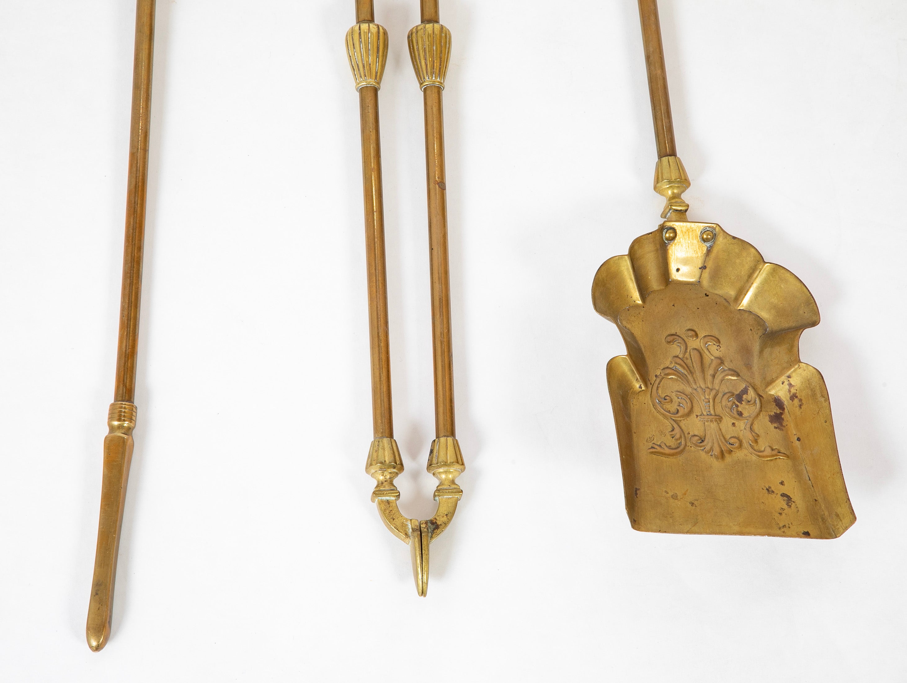 Set of Three Brass Fire Tools with Mythical Creature Motif