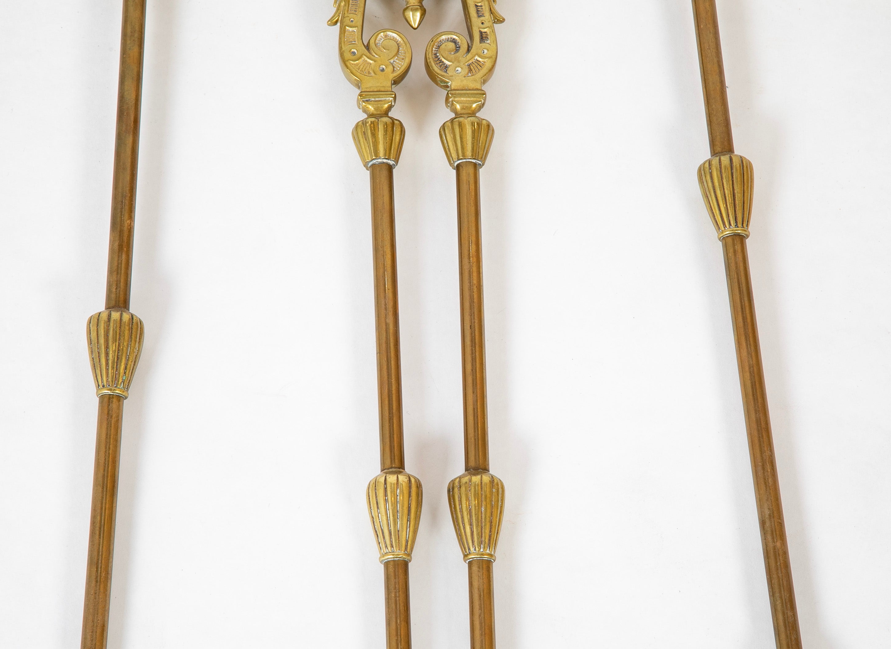 Set of Three Brass Fire Tools with Mythical Creature Motif