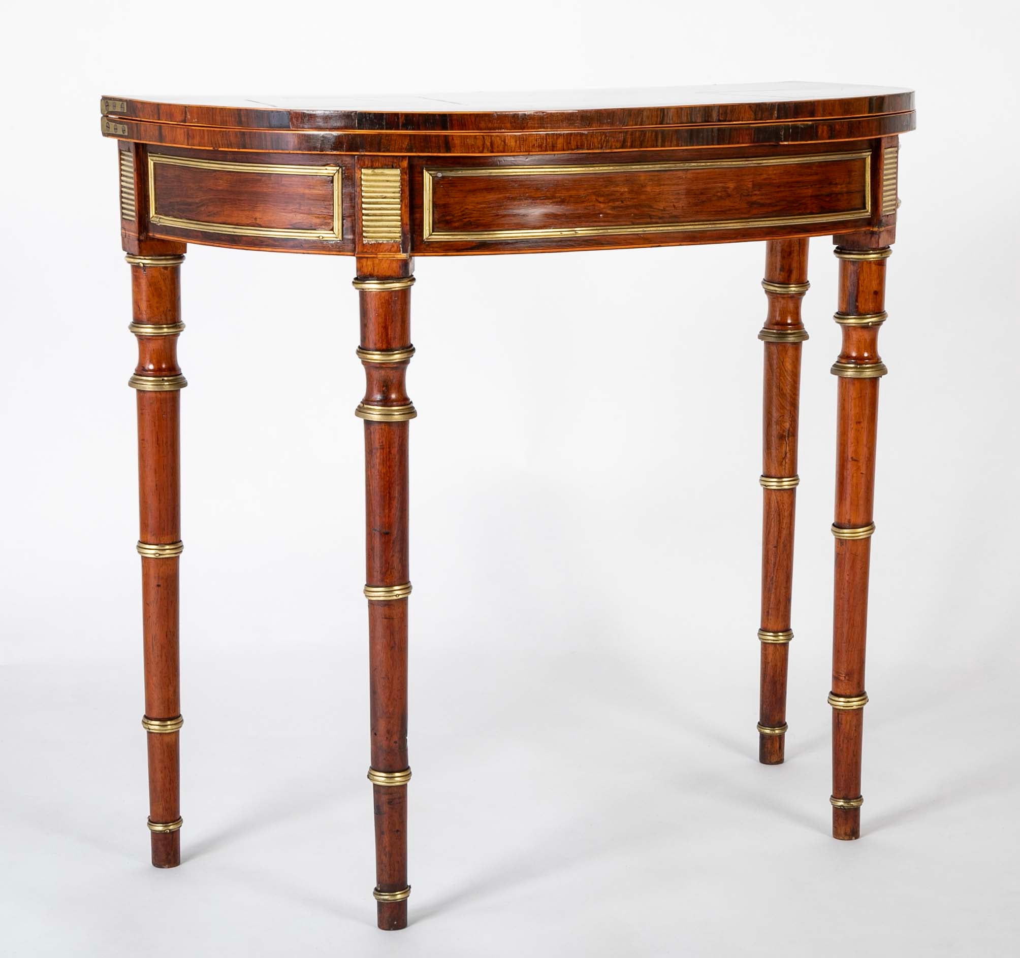 Regency Rosewood Banded Foldover Games Table Attributed to John McLean