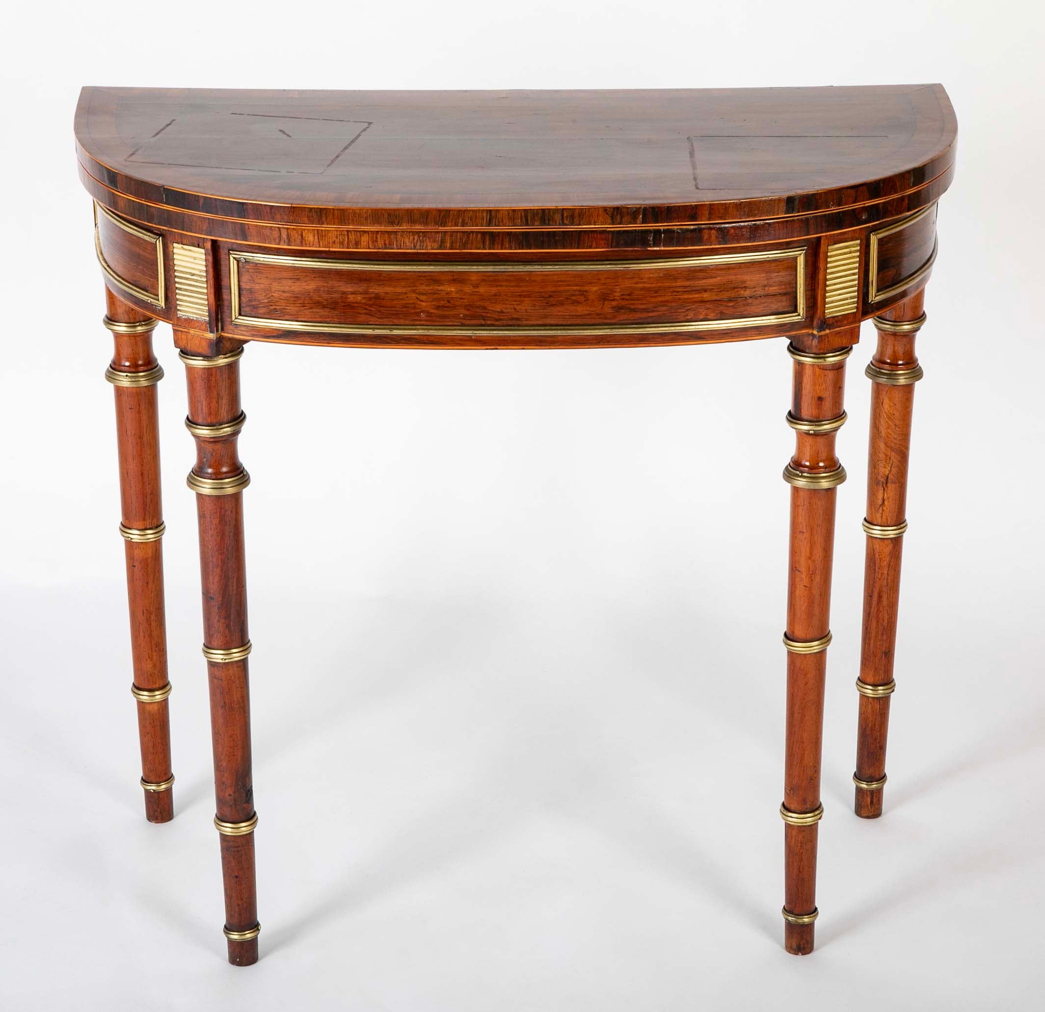 Regency Rosewood Banded Foldover Games Table Attributed to John McLean