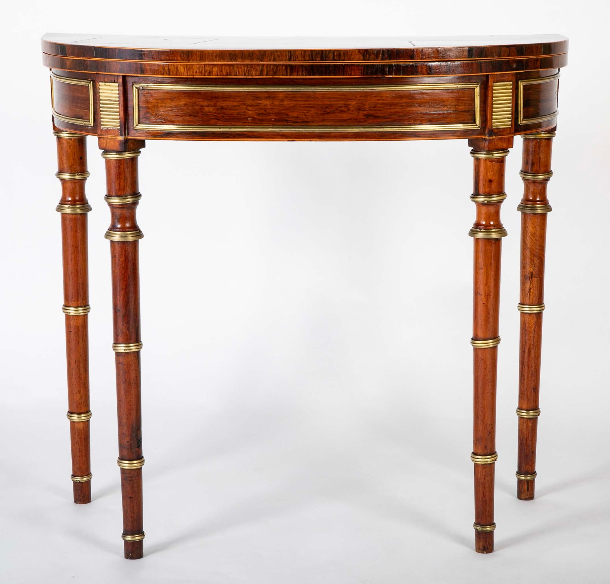 Regency Rosewood Banded Foldover Games Table Attributed to John McLean