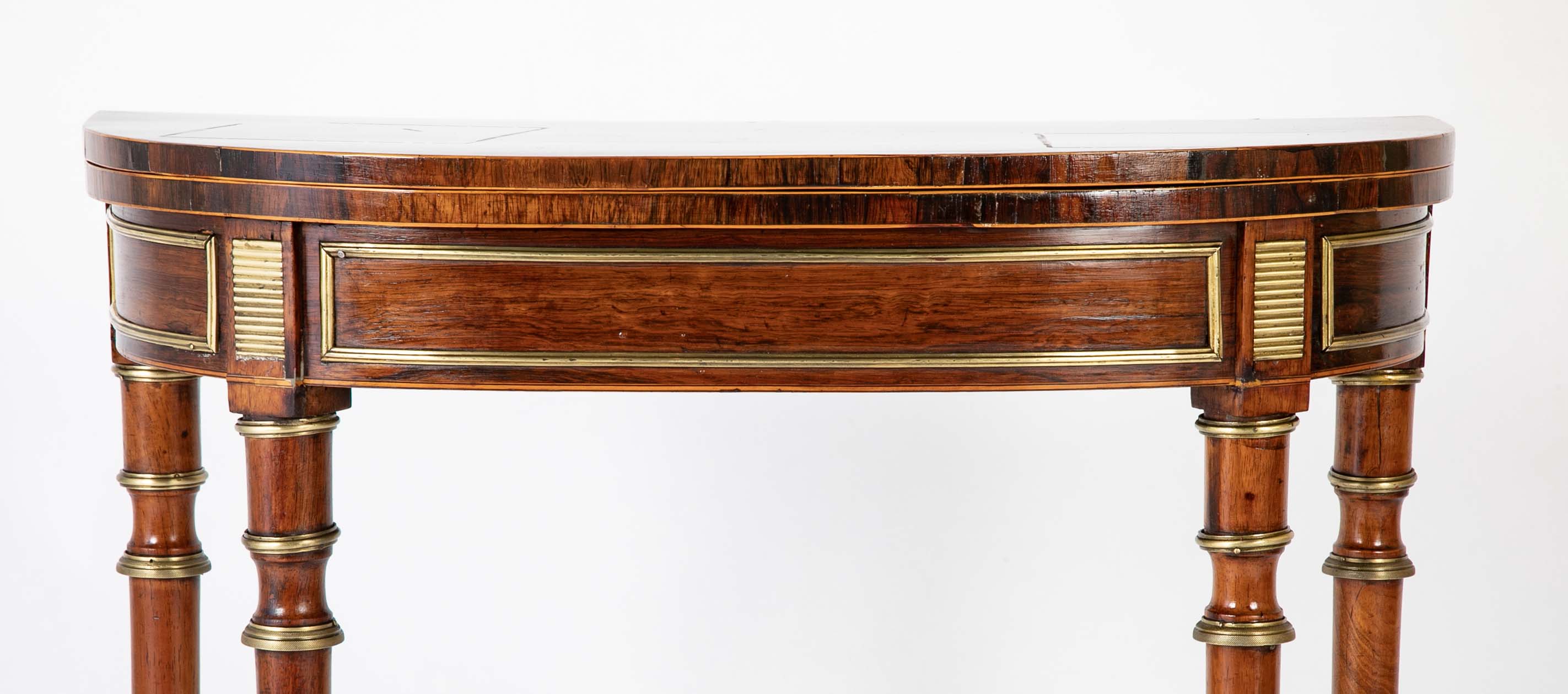 Regency Rosewood Banded Foldover Games Table Attributed to John McLean