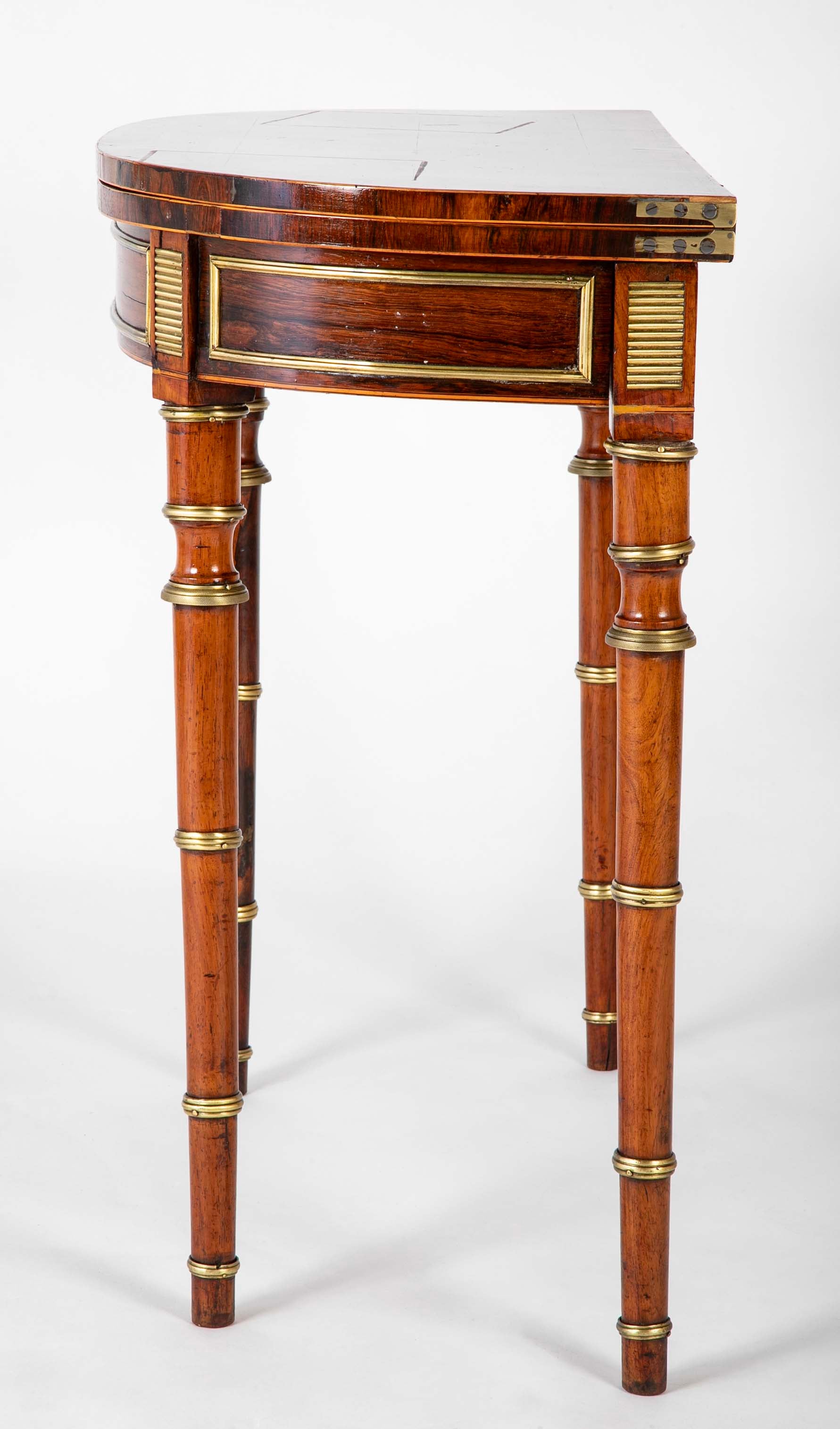Regency Rosewood Banded Foldover Games Table Attributed to John McLean