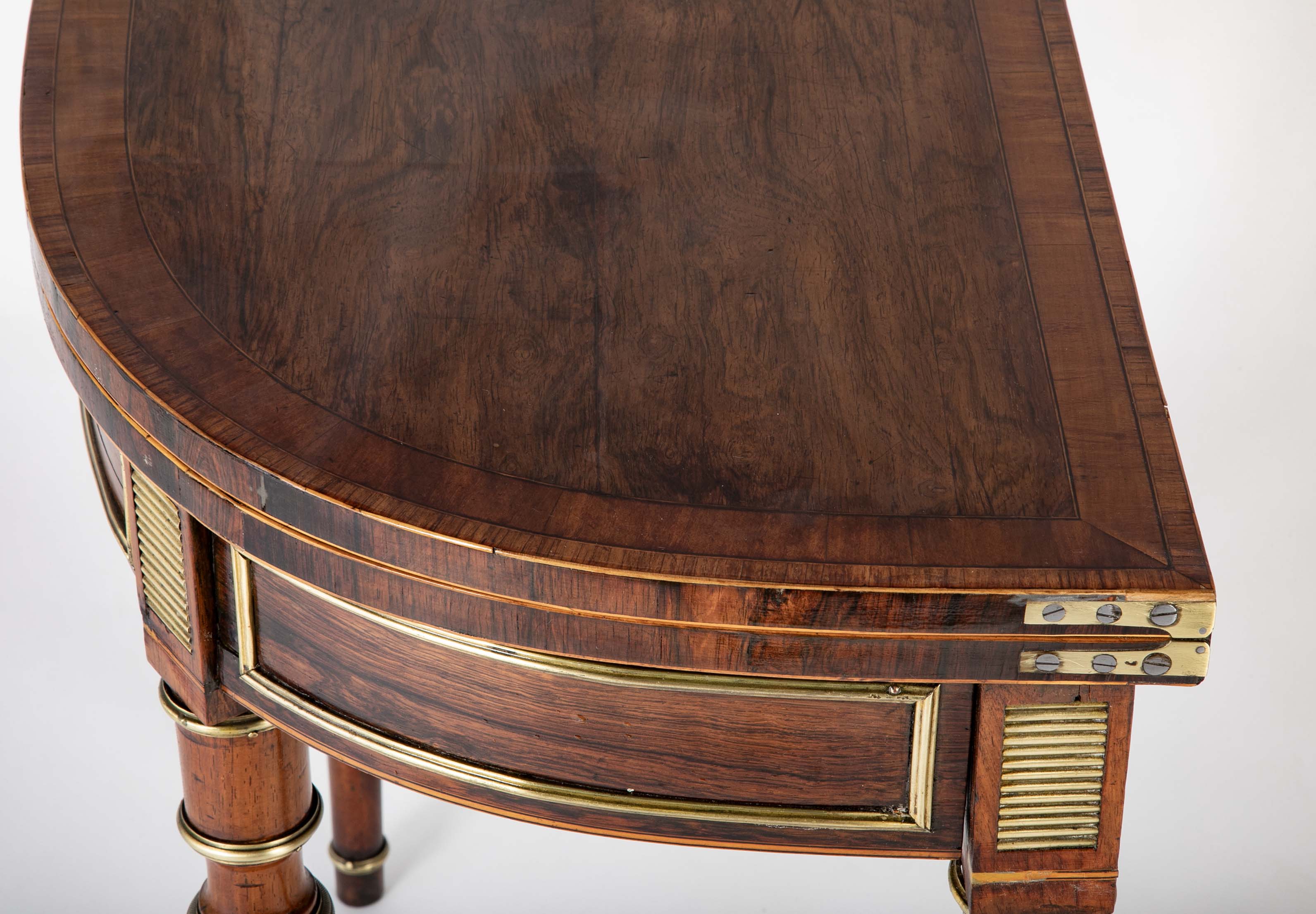 Regency Rosewood Banded Foldover Games Table Attributed to John McLean