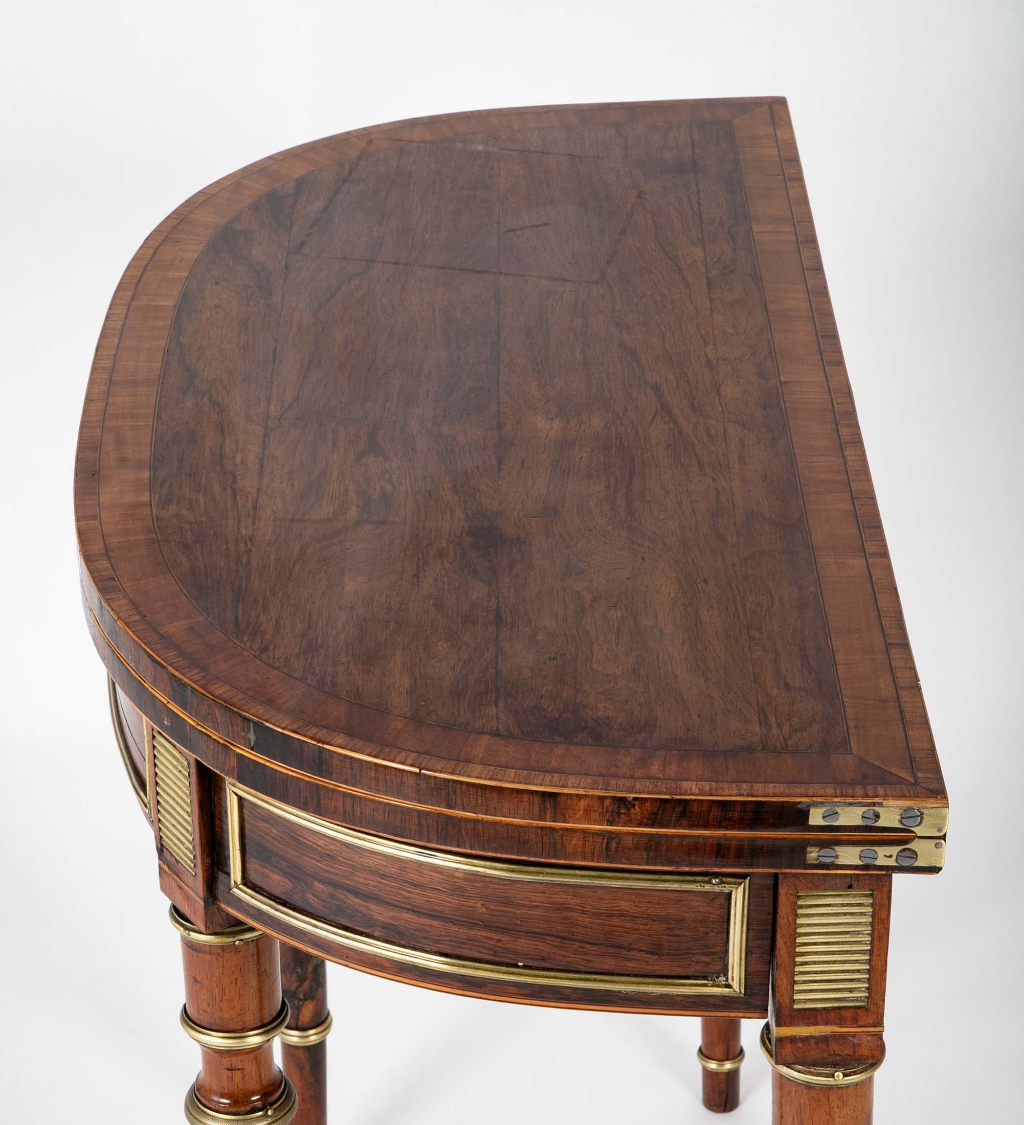 Regency Rosewood Banded Foldover Games Table Attributed to John McLean