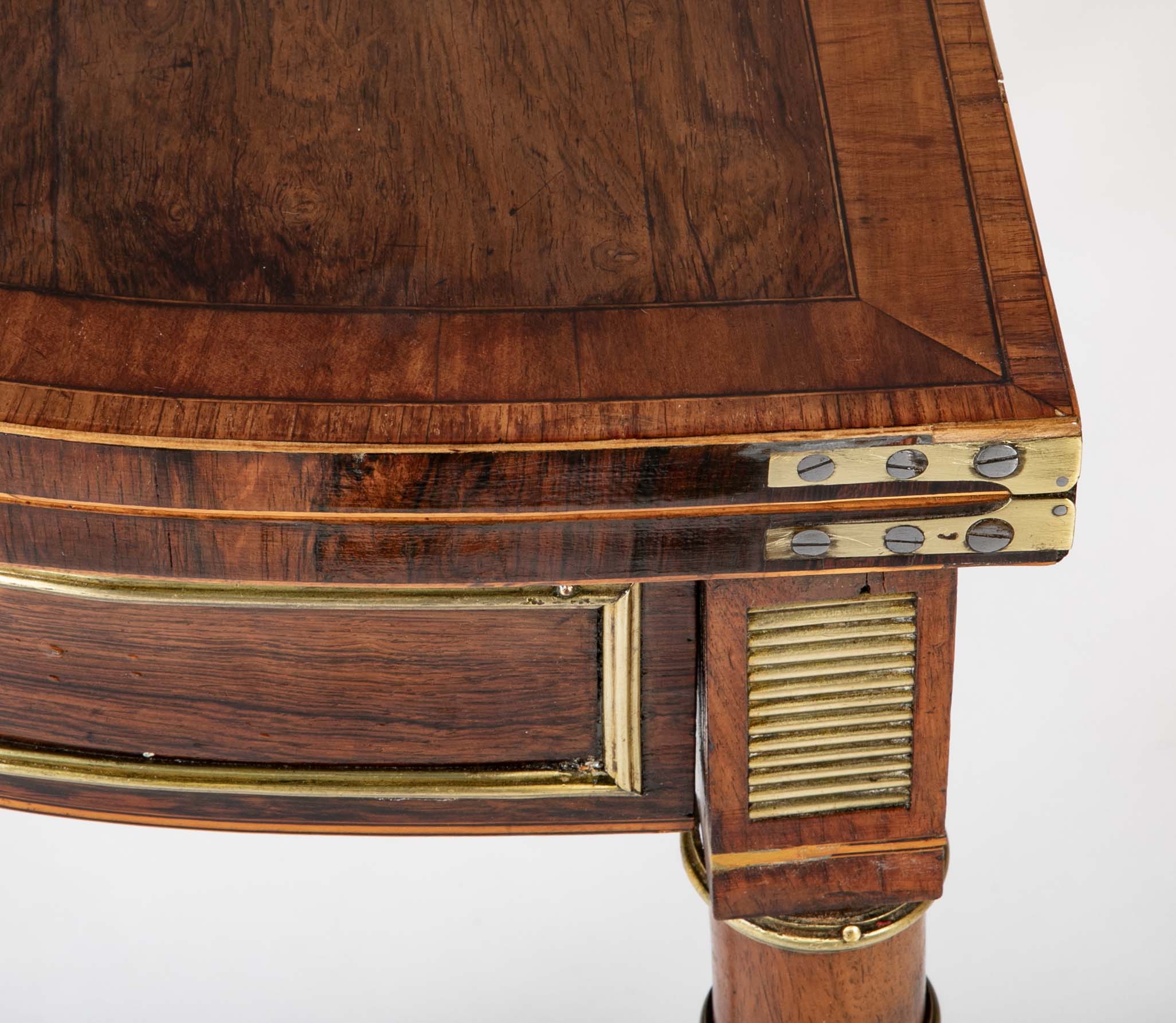 Regency Rosewood Banded Foldover Games Table Attributed to John McLean
