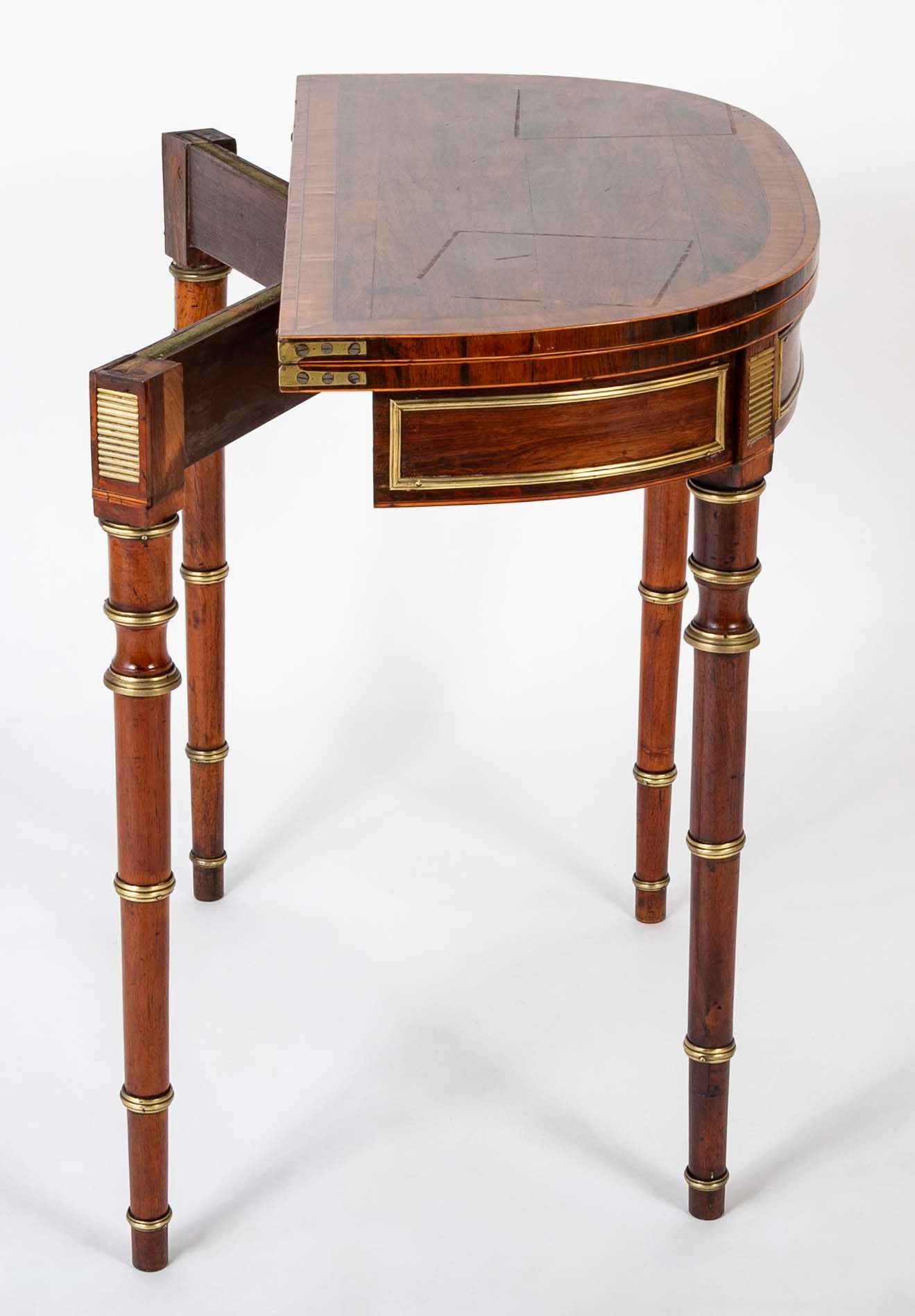 Regency Rosewood Banded Foldover Games Table Attributed to John McLean