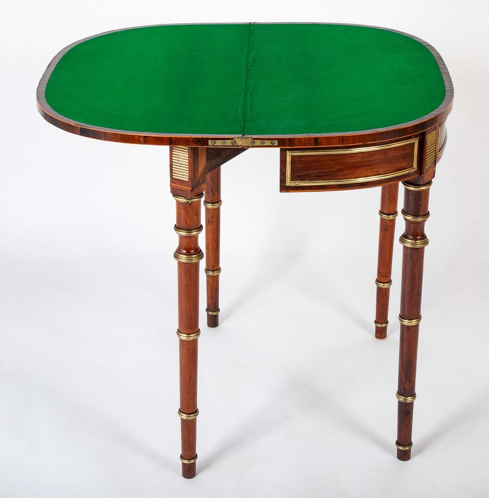 Regency Rosewood Banded Foldover Games Table Attributed to John McLean