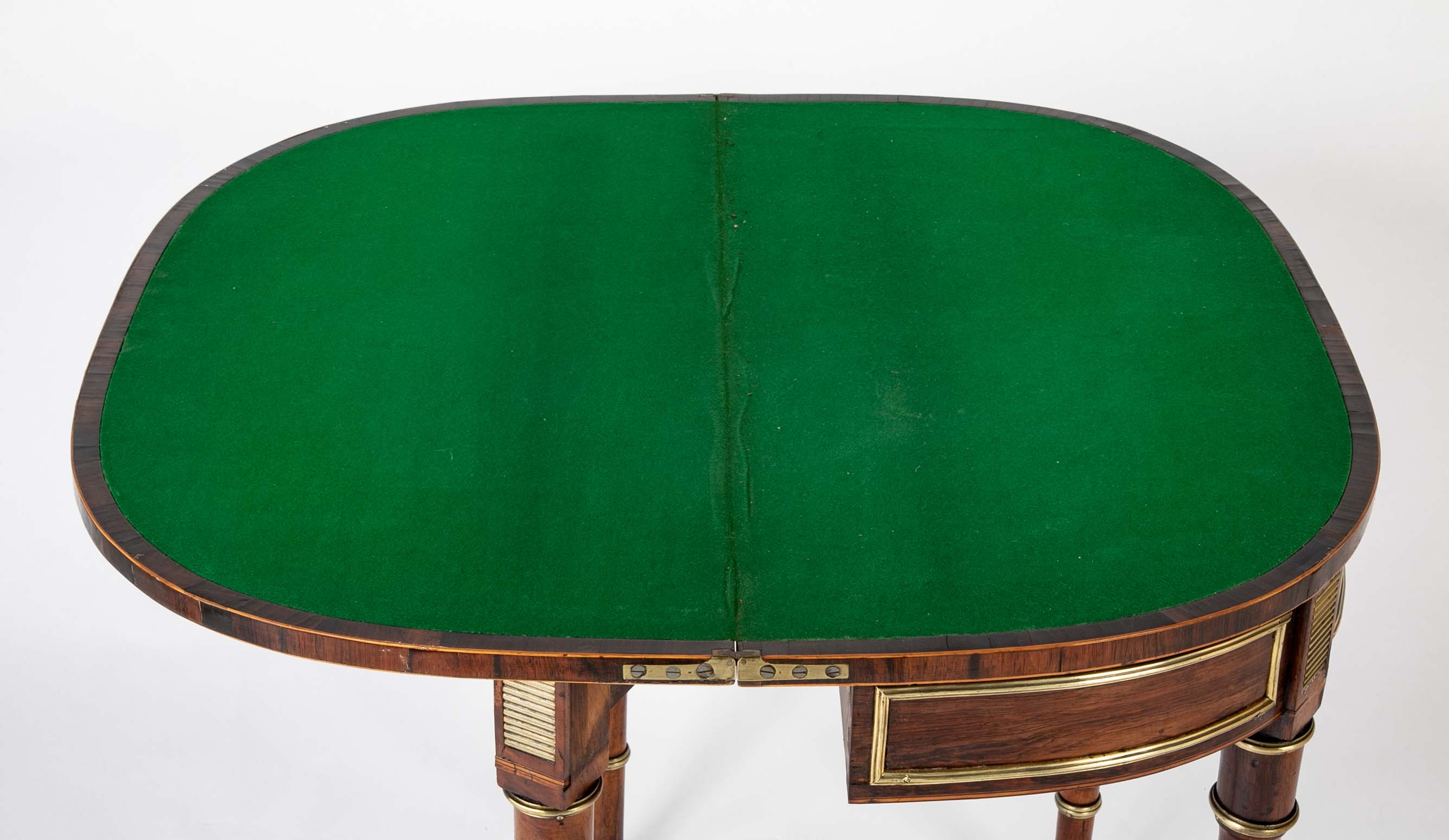 Regency Rosewood Banded Foldover Games Table Attributed to John McLean