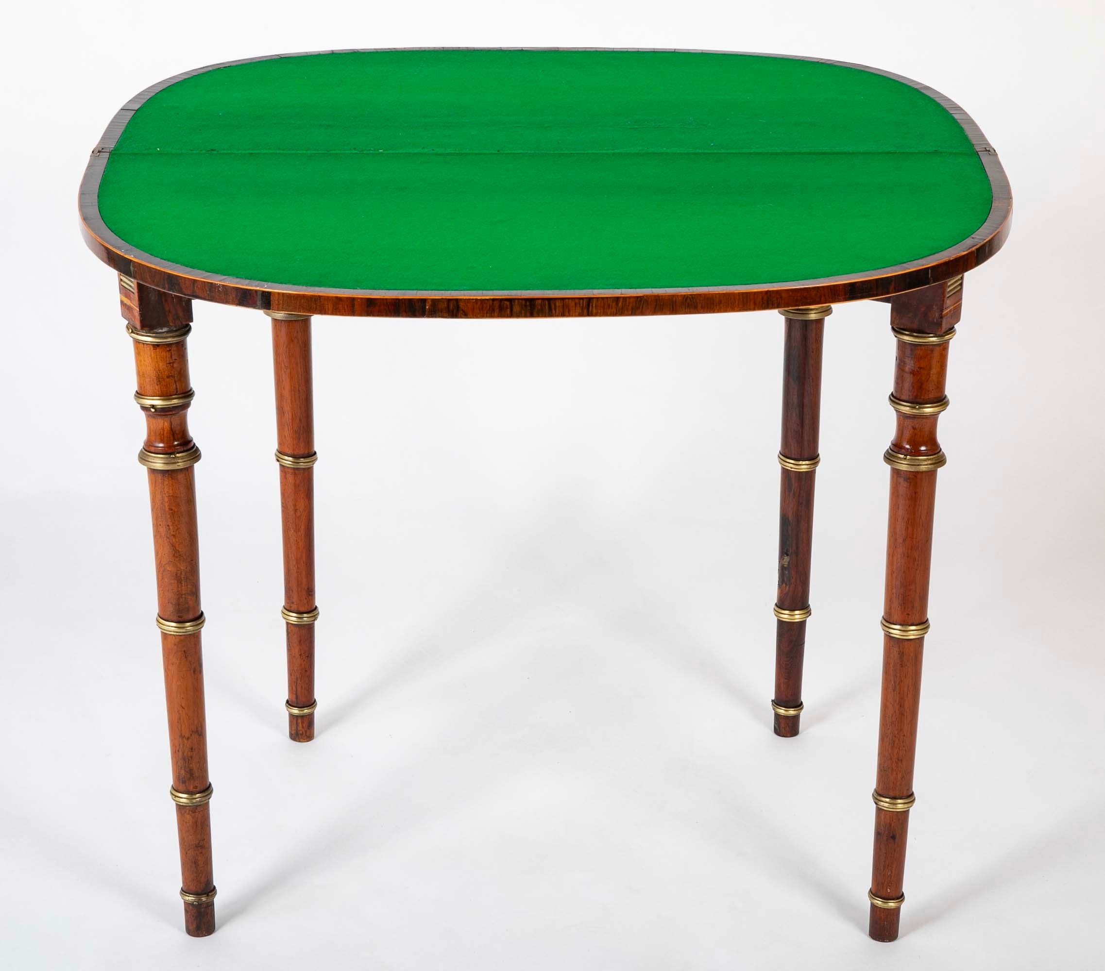 Regency Rosewood Banded Foldover Games Table Attributed to John McLean