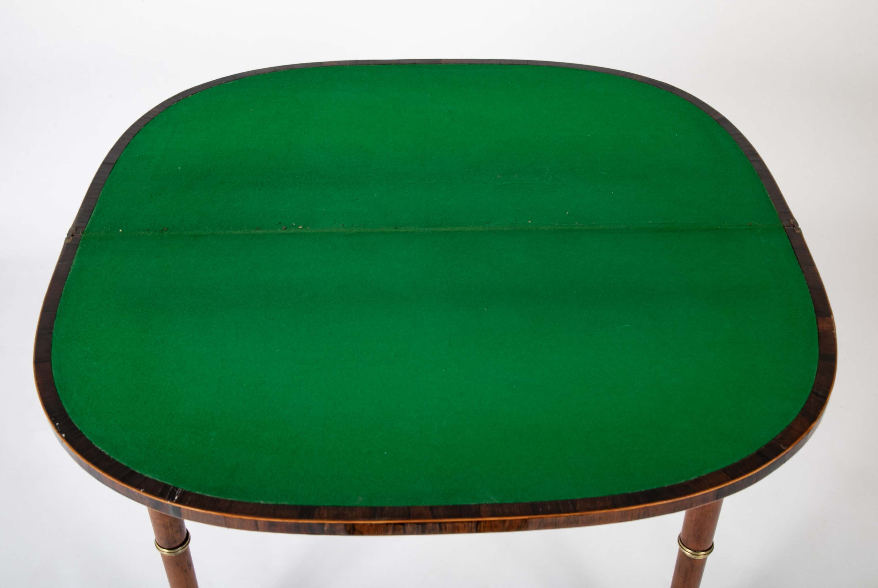 Regency Rosewood Banded Foldover Games Table Attributed to John McLean