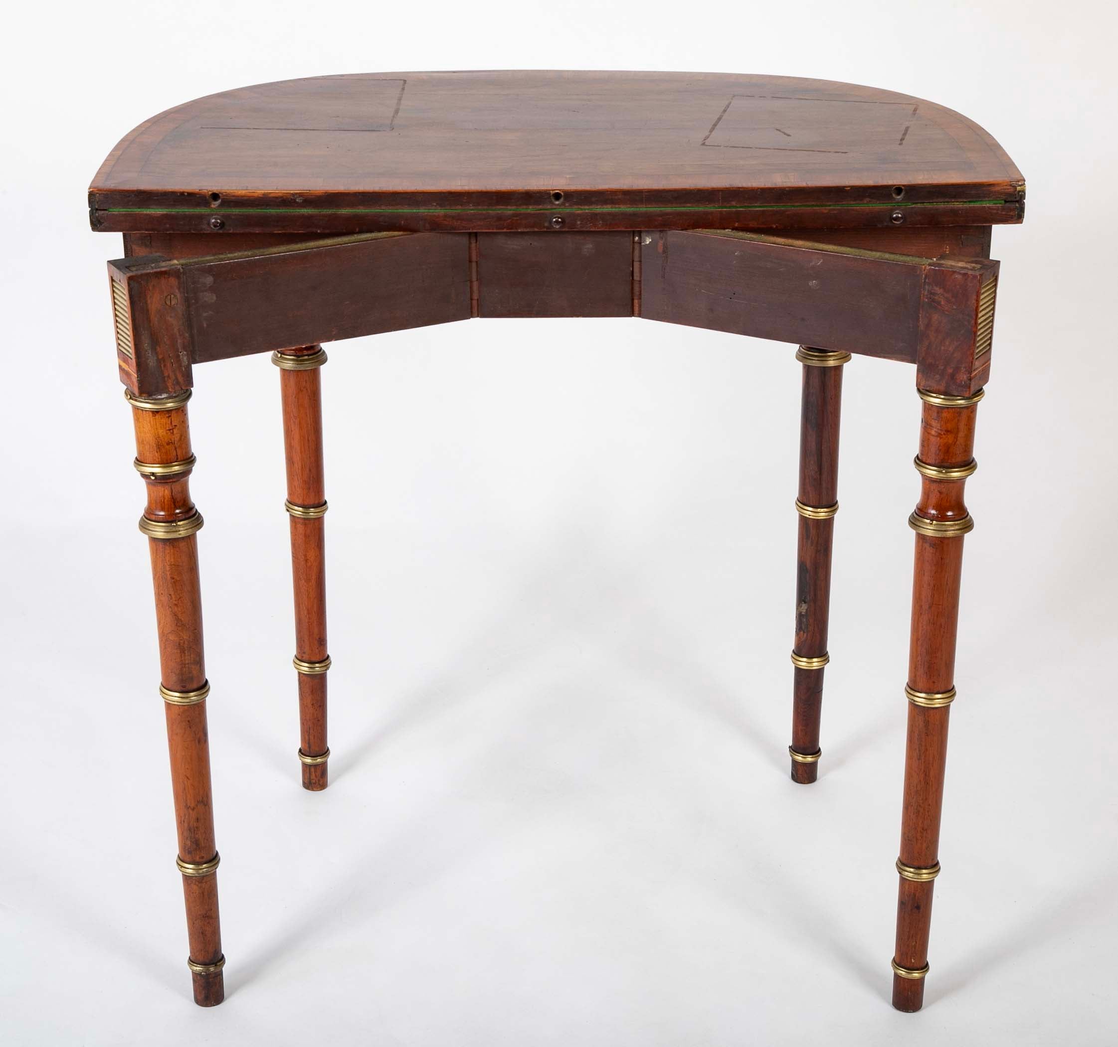 Regency Rosewood Banded Foldover Games Table Attributed to John McLean