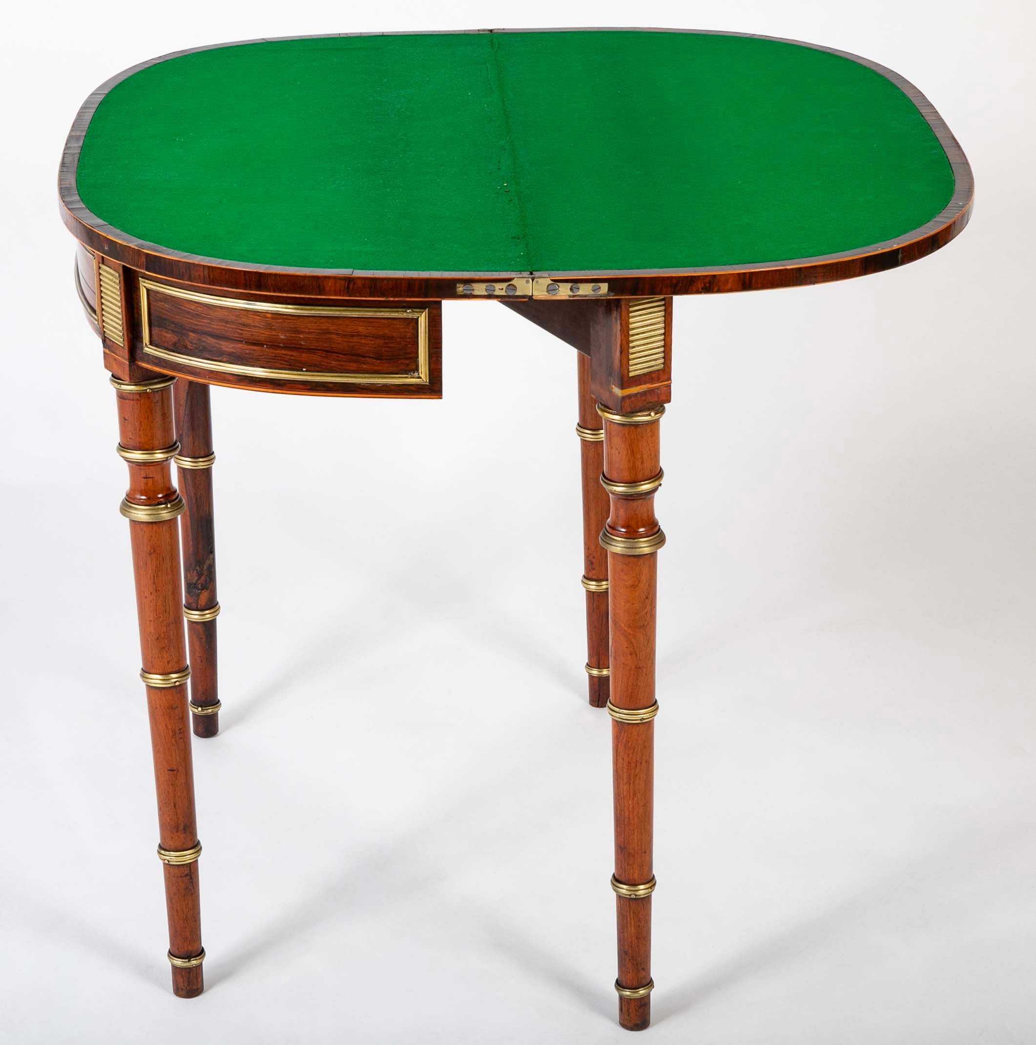 Regency Rosewood Banded Foldover Games Table Attributed to John McLean