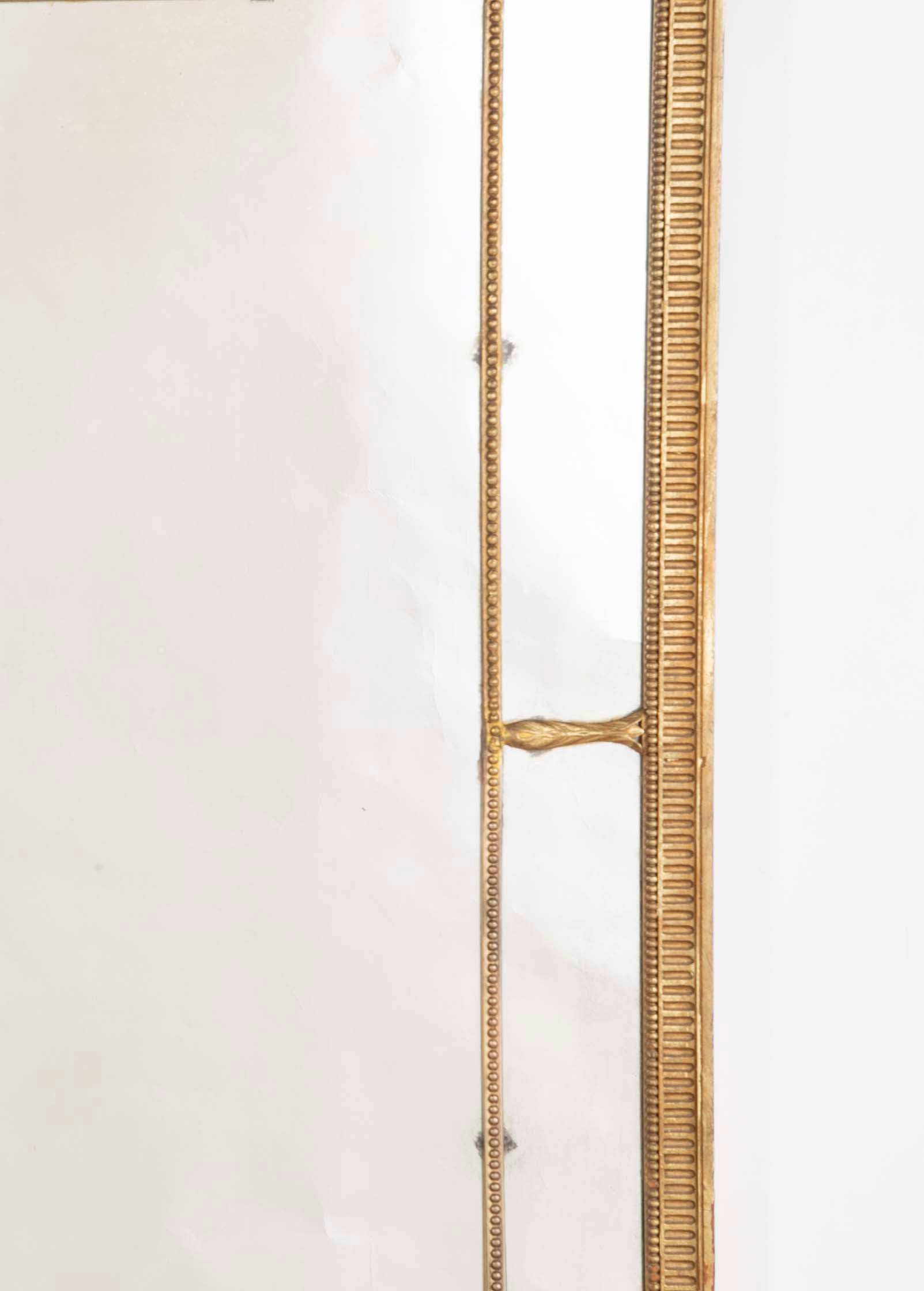 George III Giltwood Segmented and Beaded Rectangular Mirror
