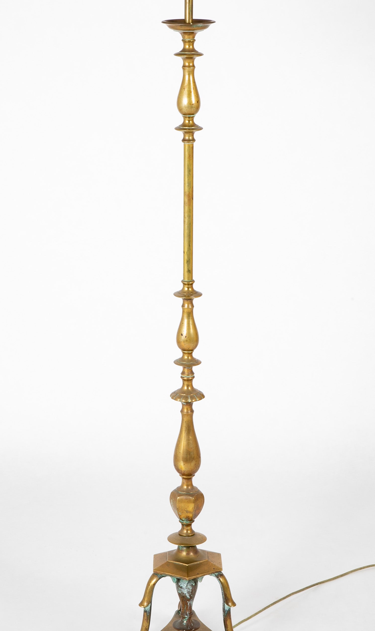 Bronze Turned Floor Lamp with Faux Tortoiseshell Shade