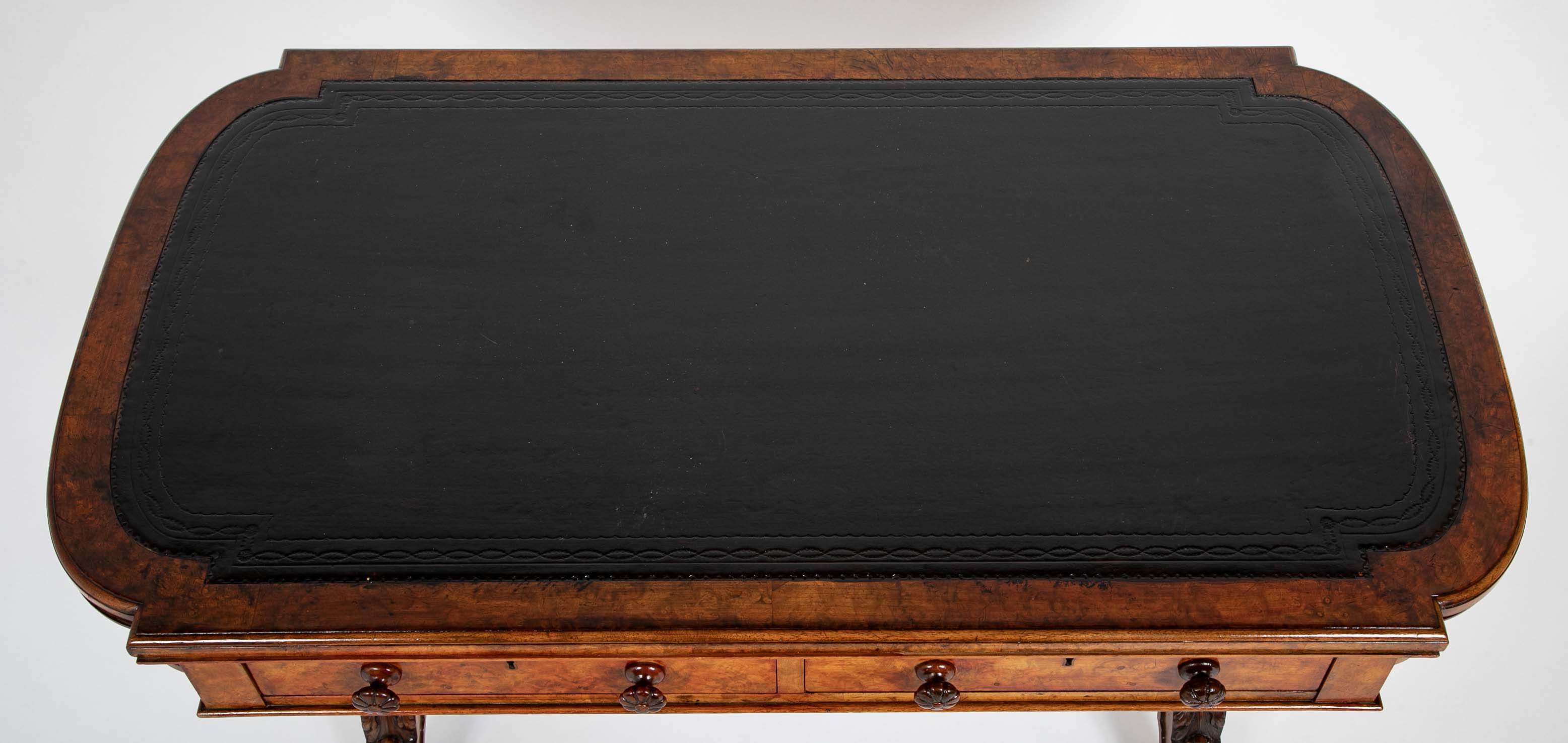 Important William IV Period Desk with Superb Carving Signed Holland & Sons