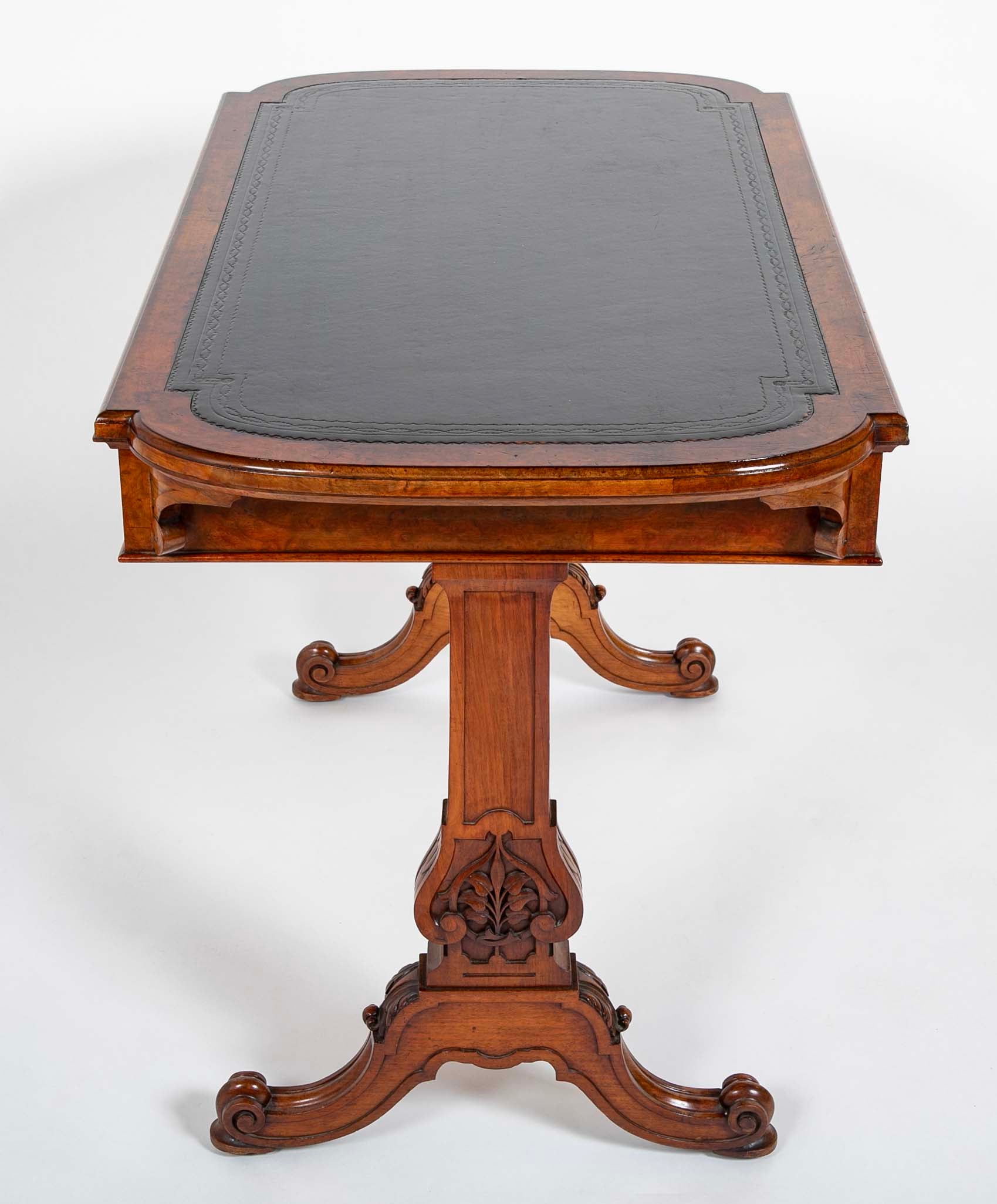 Important William IV Period Desk with Superb Carving Signed Holland & Sons