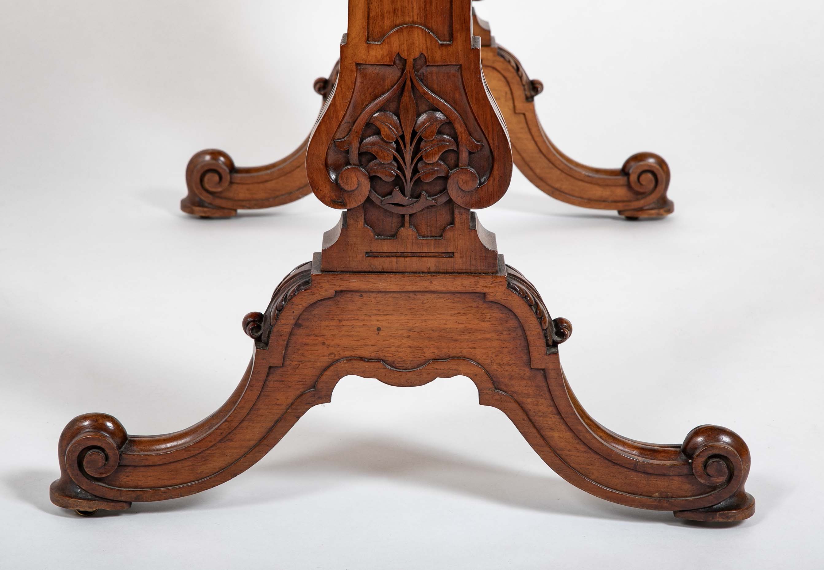 Important William IV Period Desk with Superb Carving Signed Holland & Sons