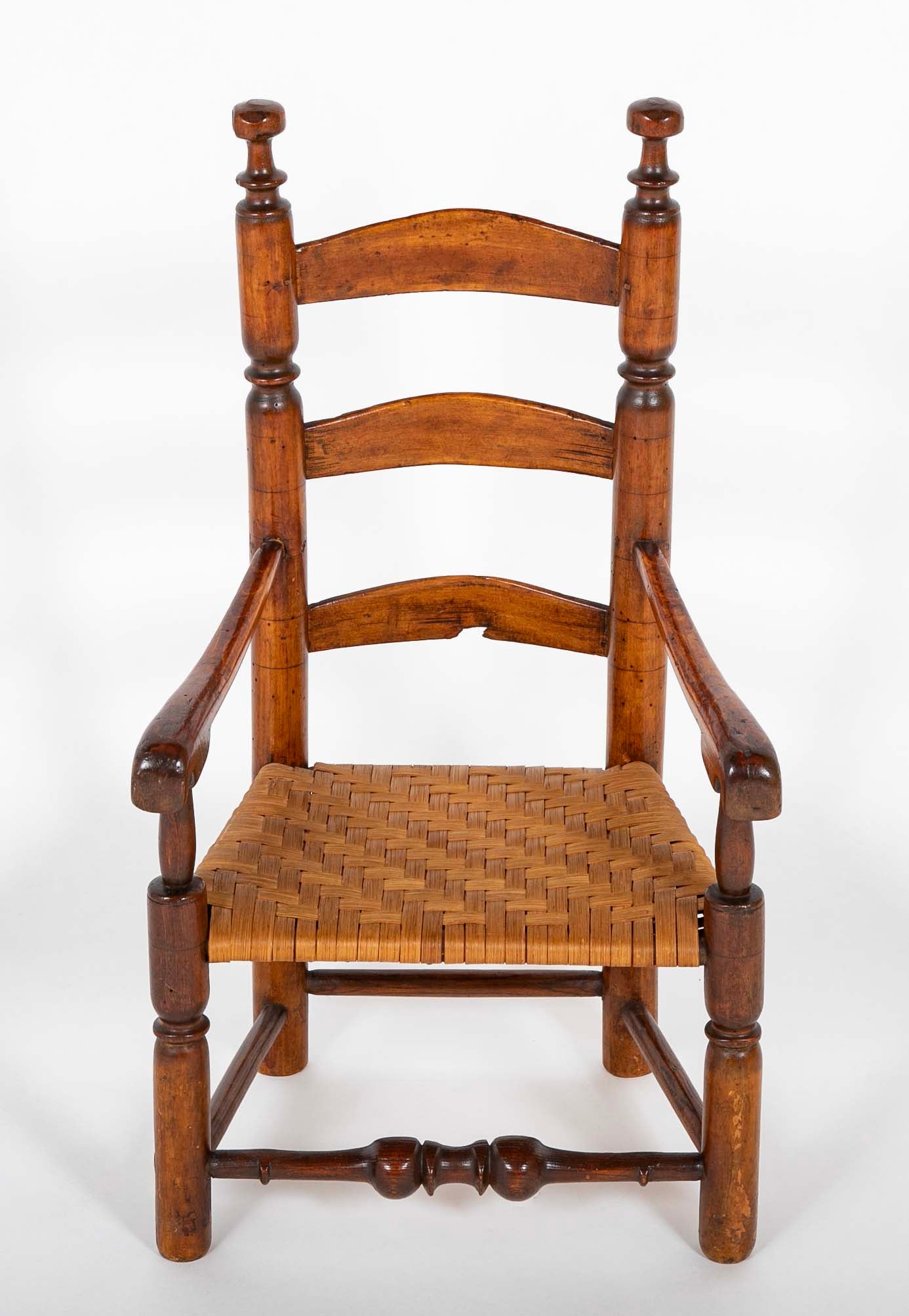 Rare American Pilgrim Child's Chair with Dramatic Finials