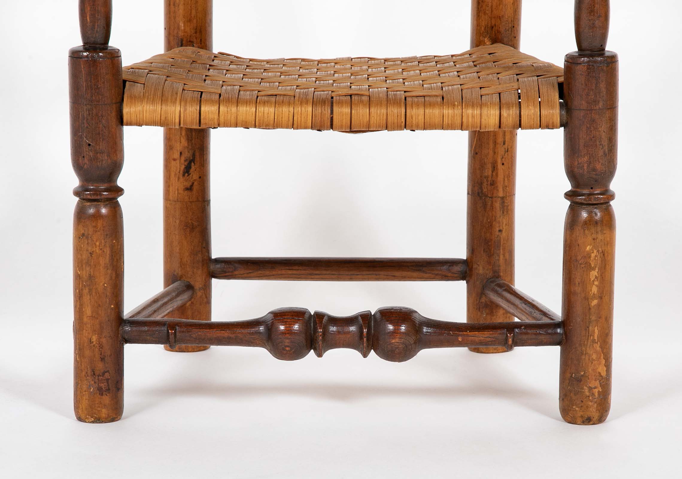 Rare American Pilgrim Child's Chair with Dramatic Finials